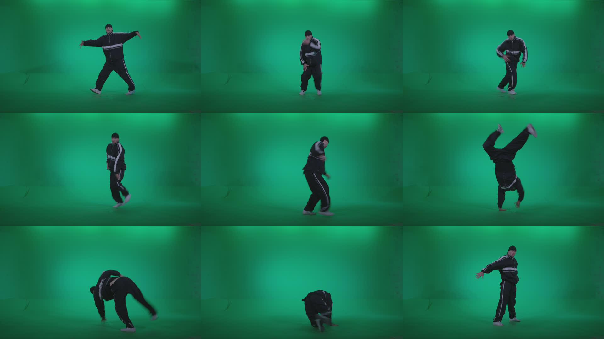 B-Boy-Break-Dance-Stand Green Screen Stock