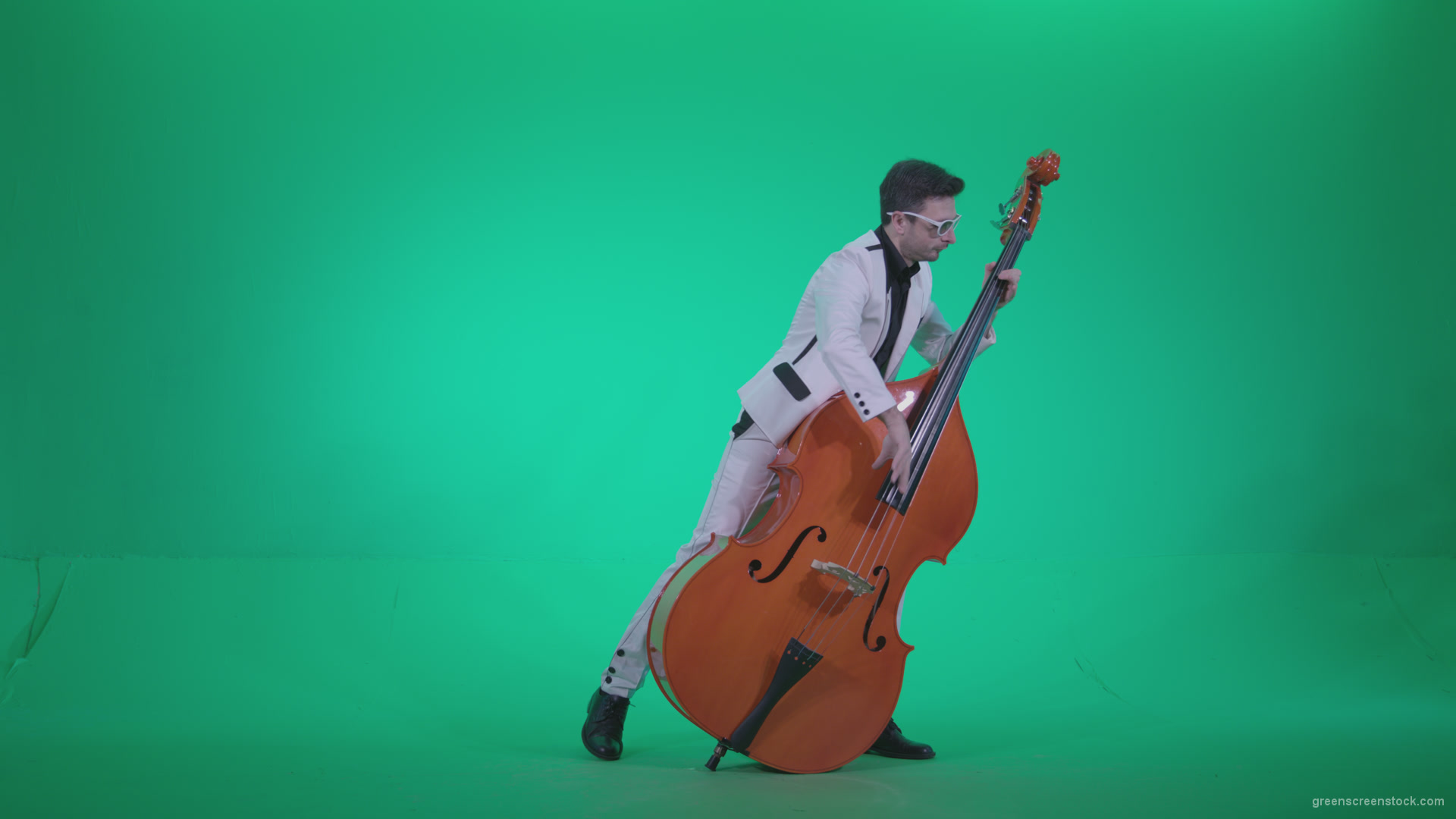 Contrabass-Jazz-Performer-j11-Green-Screen-Video-Footage_004 Green Screen Stock