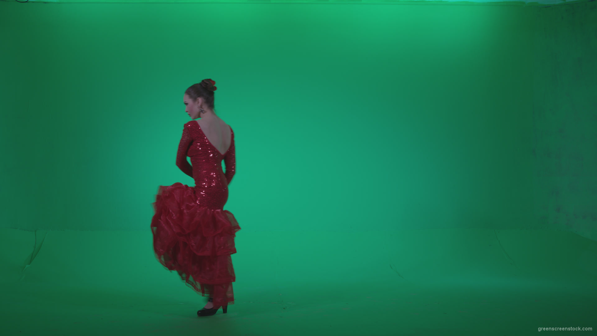 Flamenco-Red-Dress-rd11-Green-Screen-Video-Footage_005 Green Screen Stock
