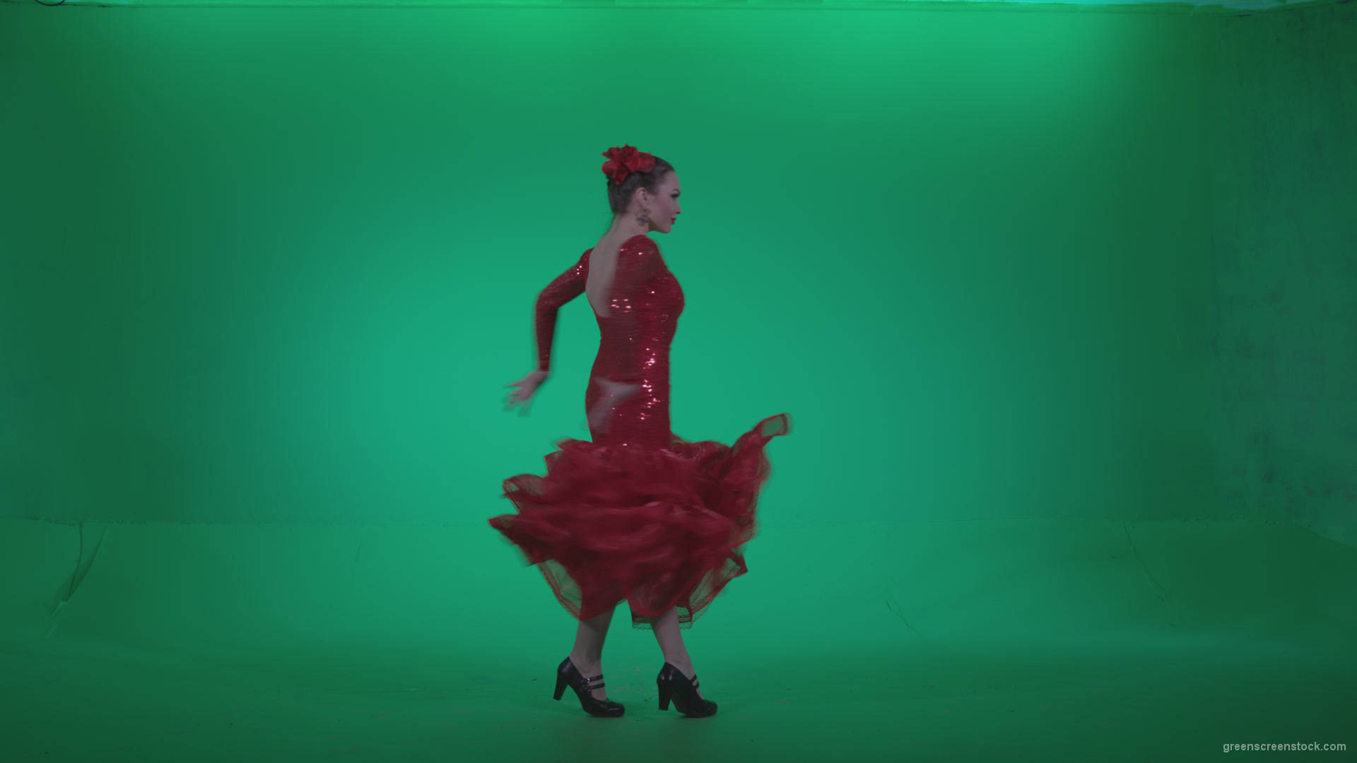 Flamenco-Red-Dress-rd11-Green-Screen-Video-Footage_006 Green Screen Stock