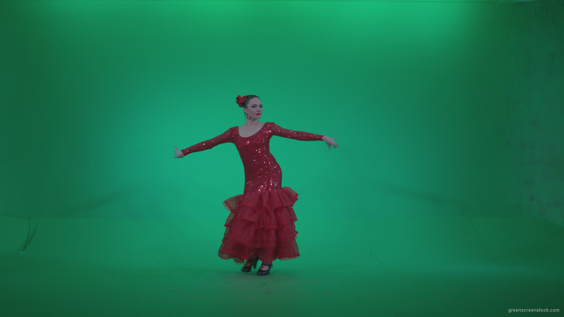 Flamenco-Red-Dress-rd13-Green-Screen-Video-Footage_002 Green Screen Stock