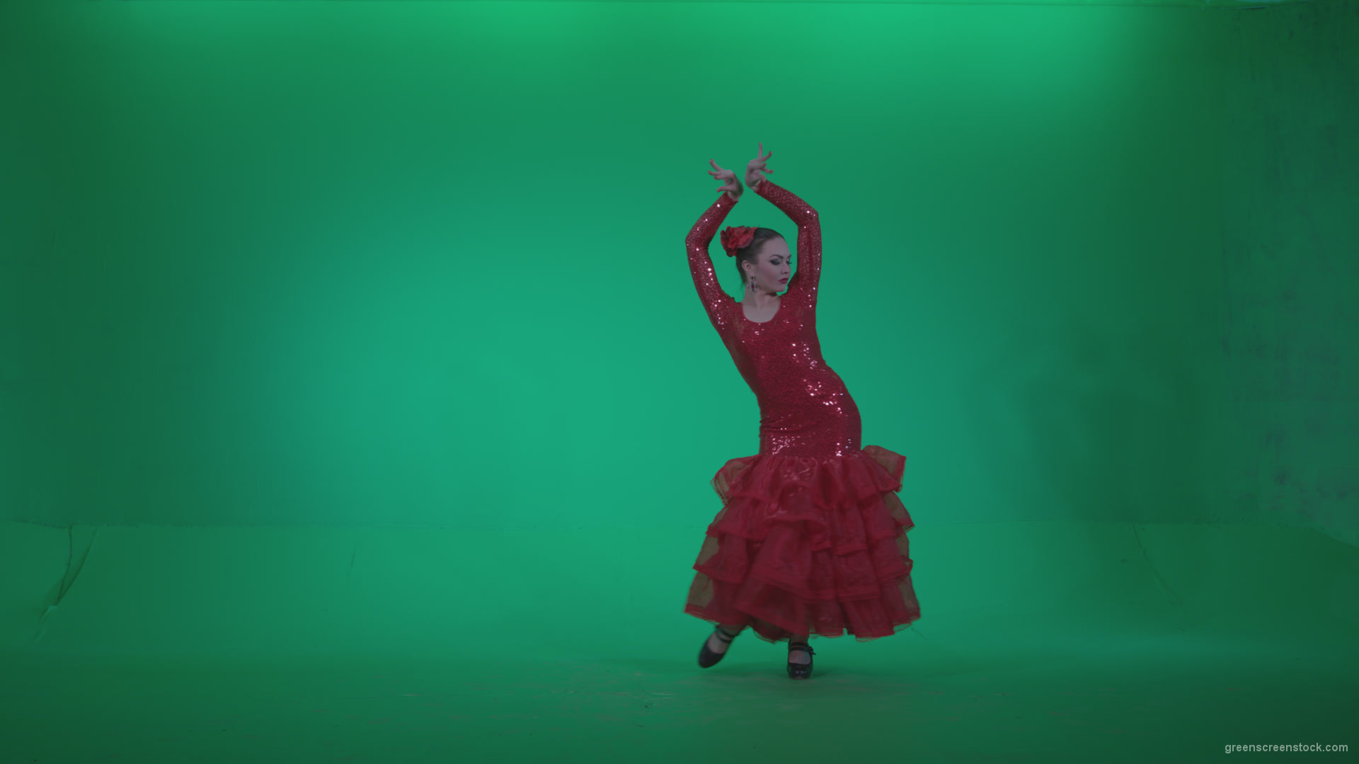 Flamenco-Red-Dress-rd13-Green-Screen-Video-Footage_004 Green Screen Stock