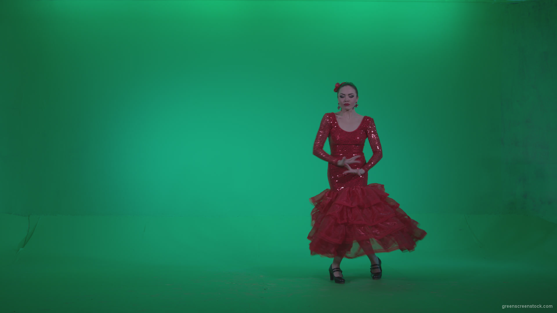 Flamenco-Red-Dress-rd13-Green-Screen-Video-Footage_005 Green Screen Stock