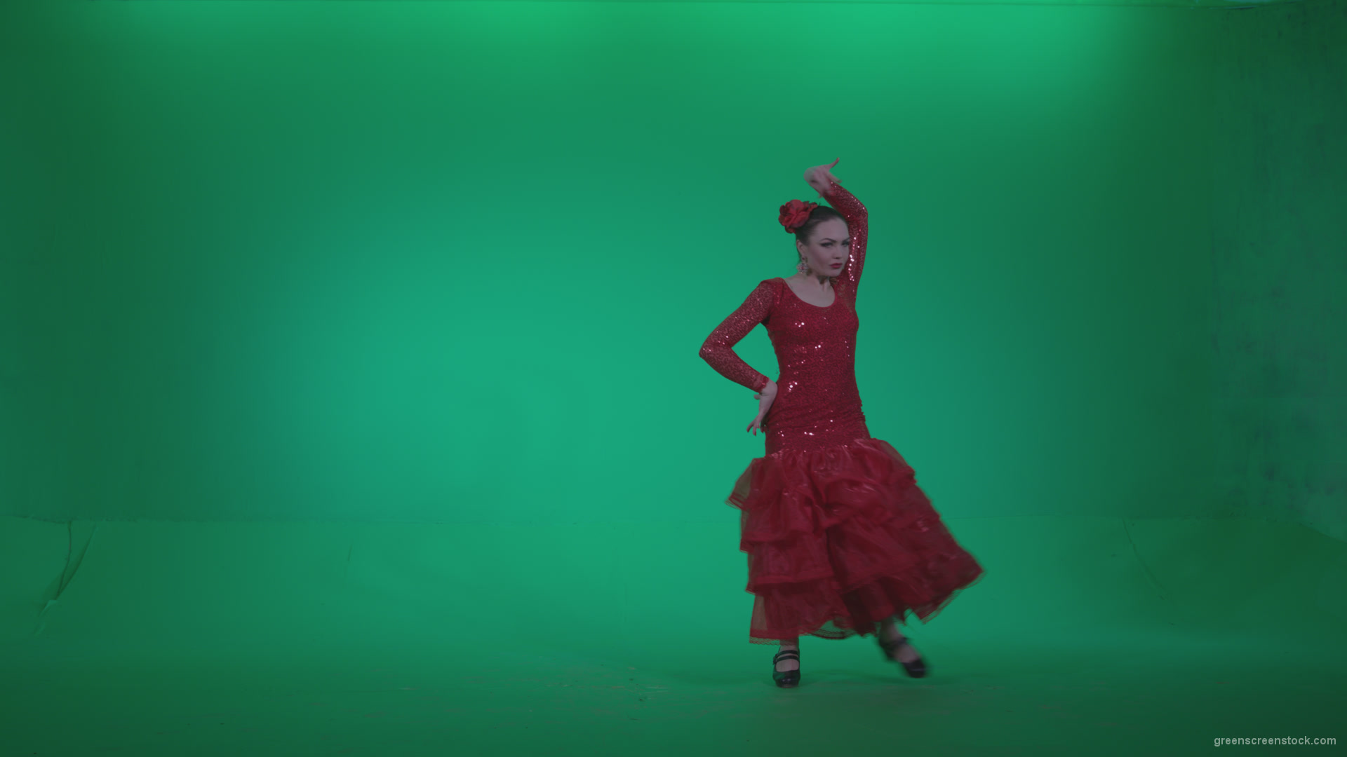 Flamenco-Red-Dress-rd13-Green-Screen-Video-Footage_007 Green Screen Stock