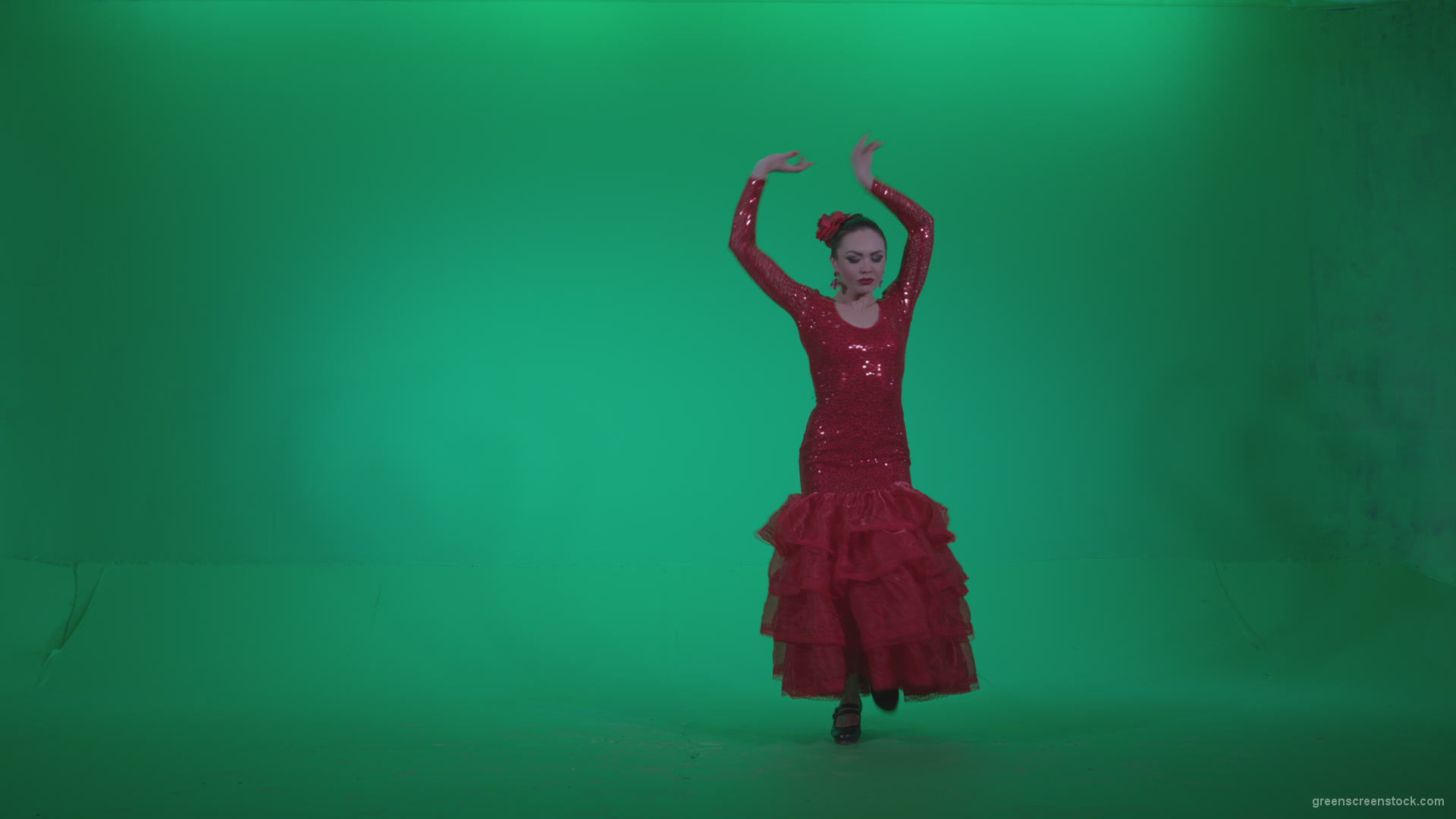 Flamenco-Red-Dress-rd13-Green-Screen-Video-Footage_008 Green Screen Stock