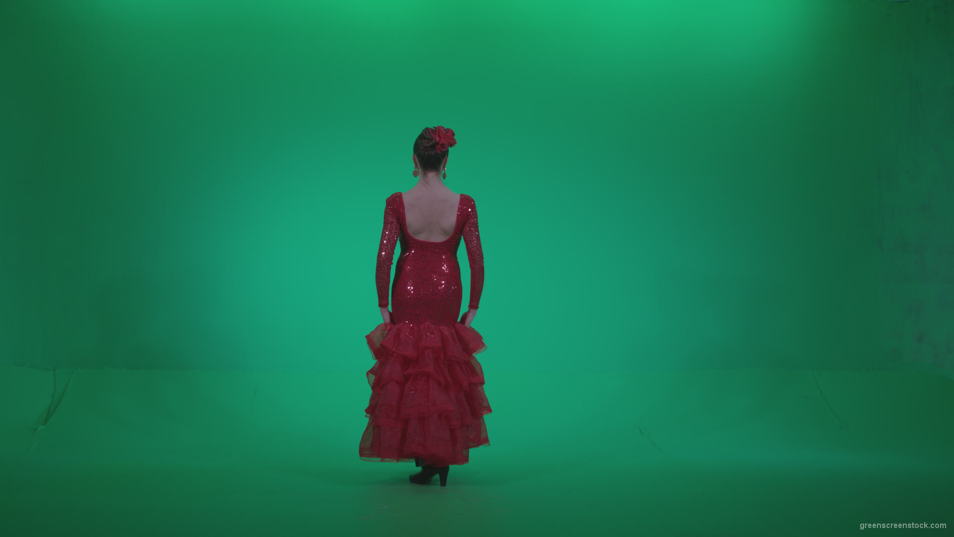 Flamenco-Red-Dress-rd1_001 Green Screen Stock