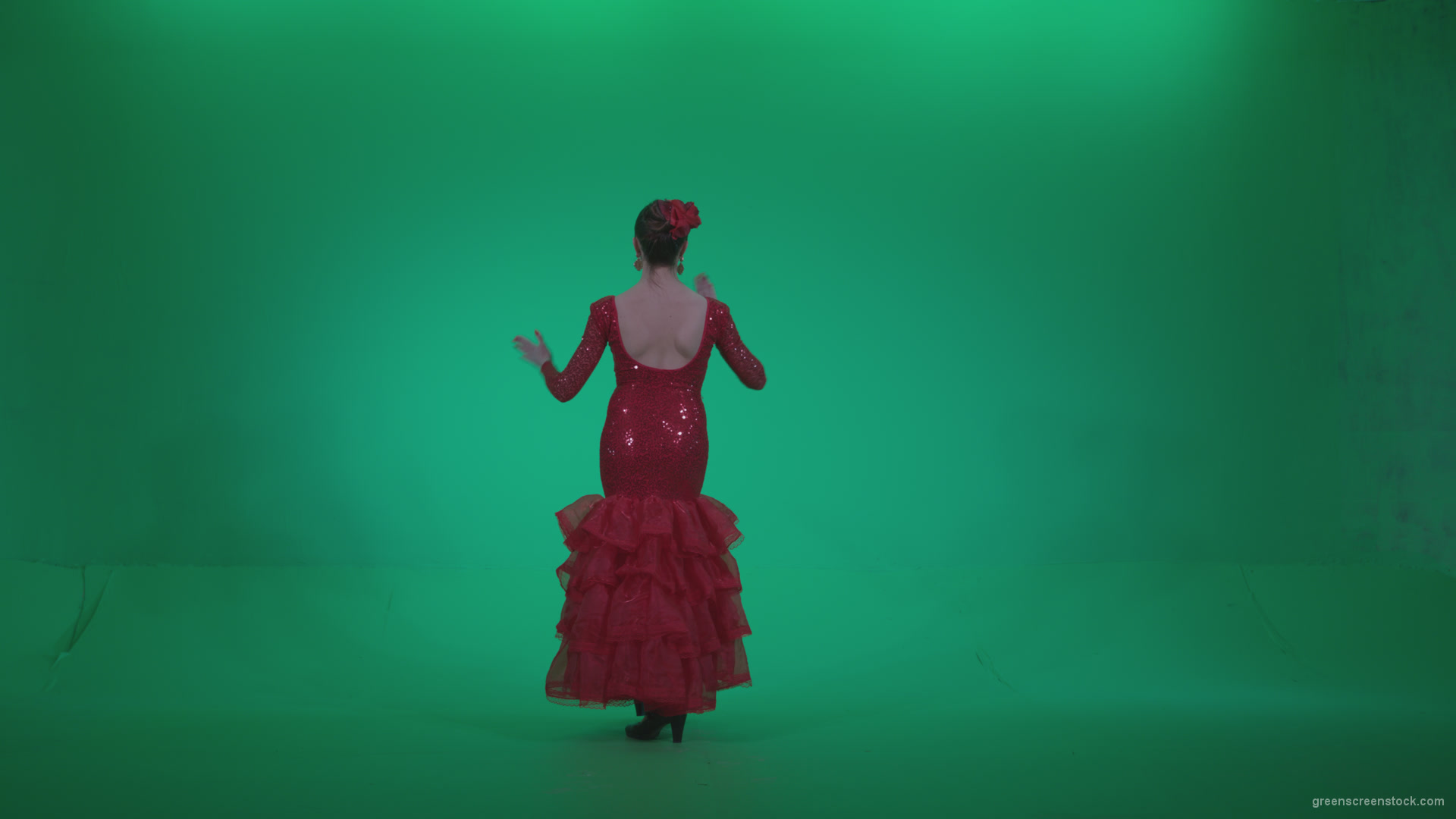 Flamenco-Red-Dress-rd1_002 Green Screen Stock