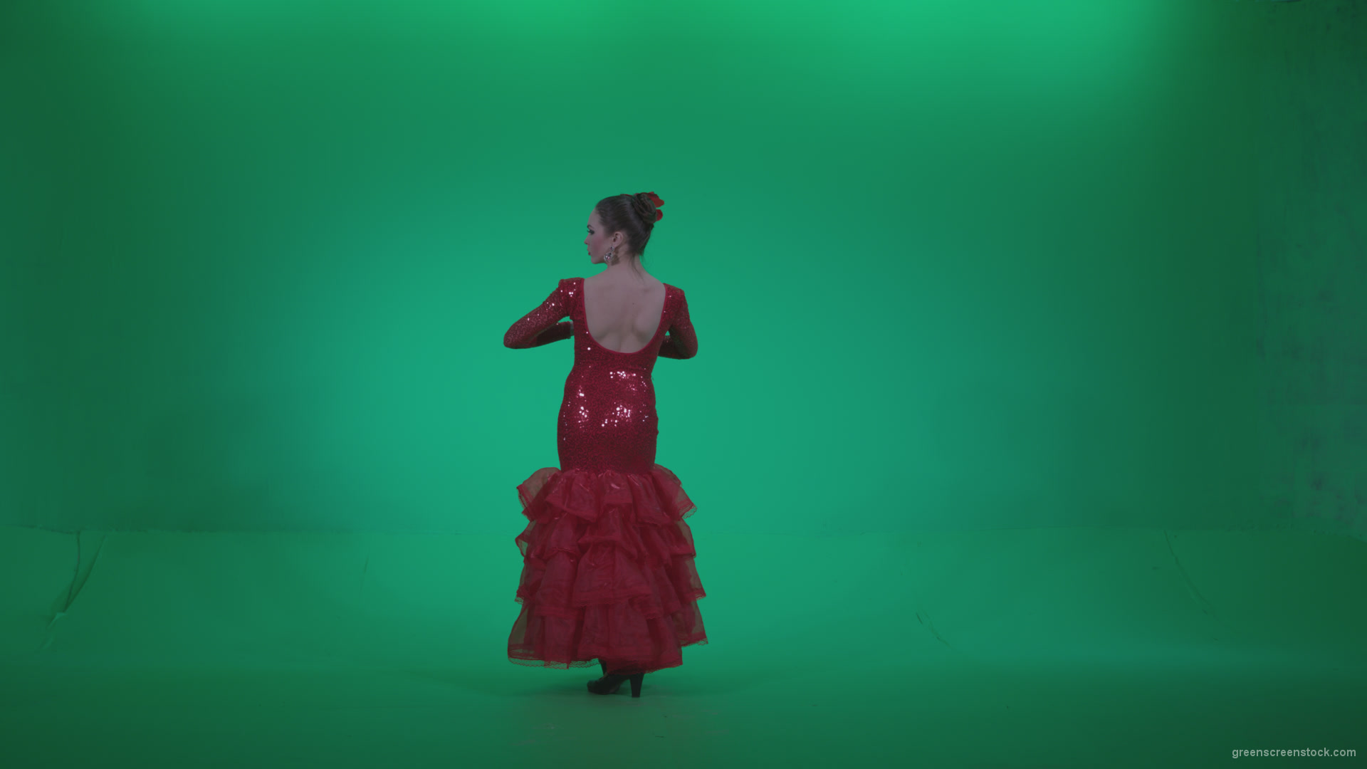 Flamenco-Red-Dress-rd1_004 Green Screen Stock