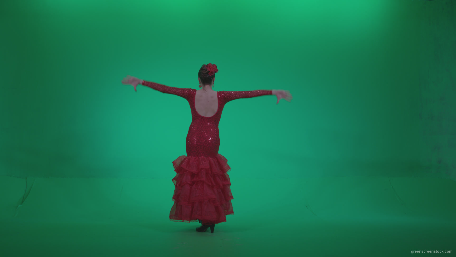 Flamenco-Red-Dress-rd1_005 Green Screen Stock