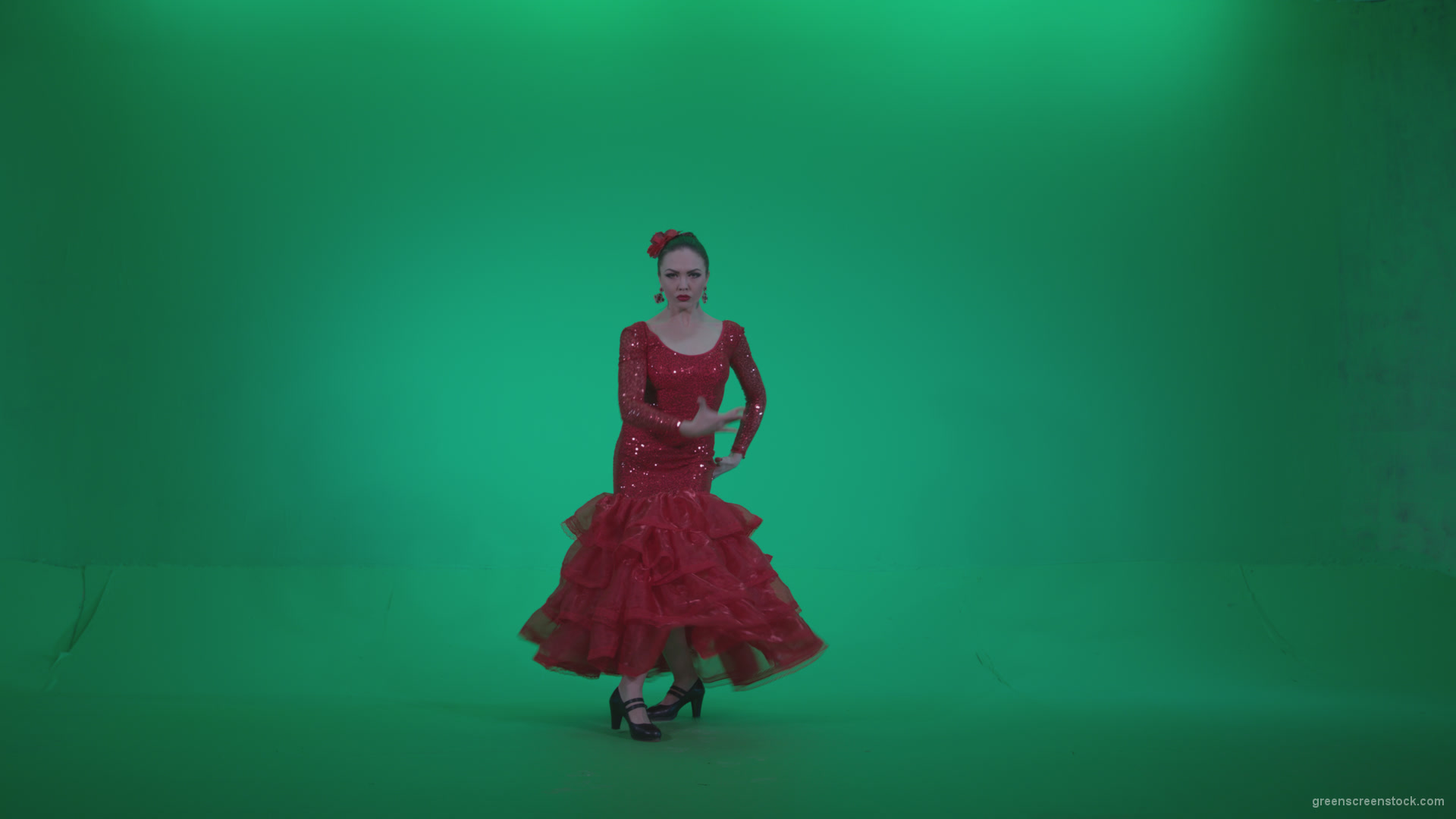Flamenco-Red-Dress-rd1_006 Green Screen Stock