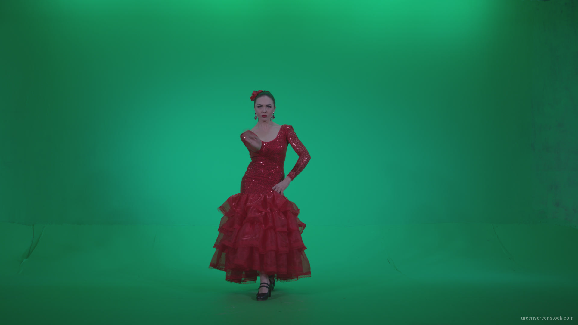 Flamenco-Red-Dress-rd1_007 Green Screen Stock