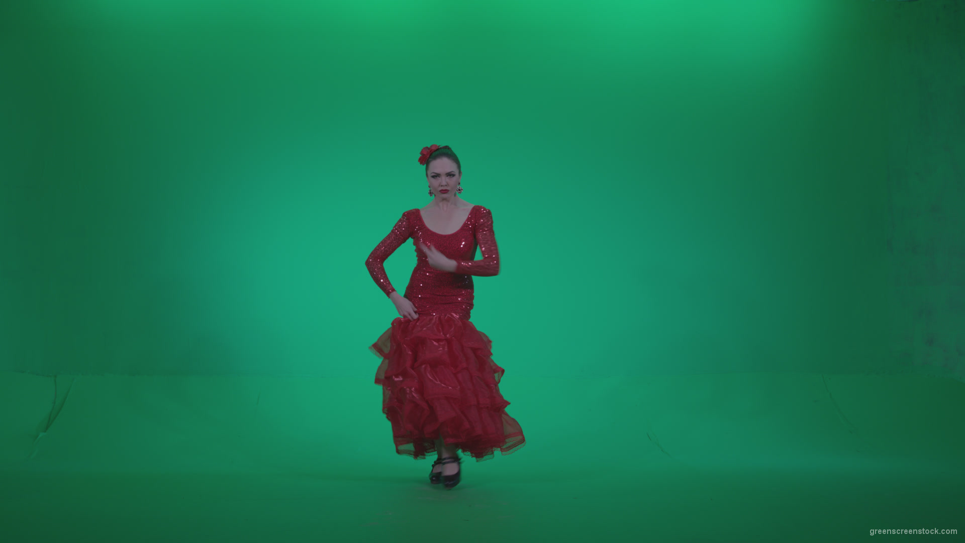 Flamenco-Red-Dress-rd1_008 Green Screen Stock