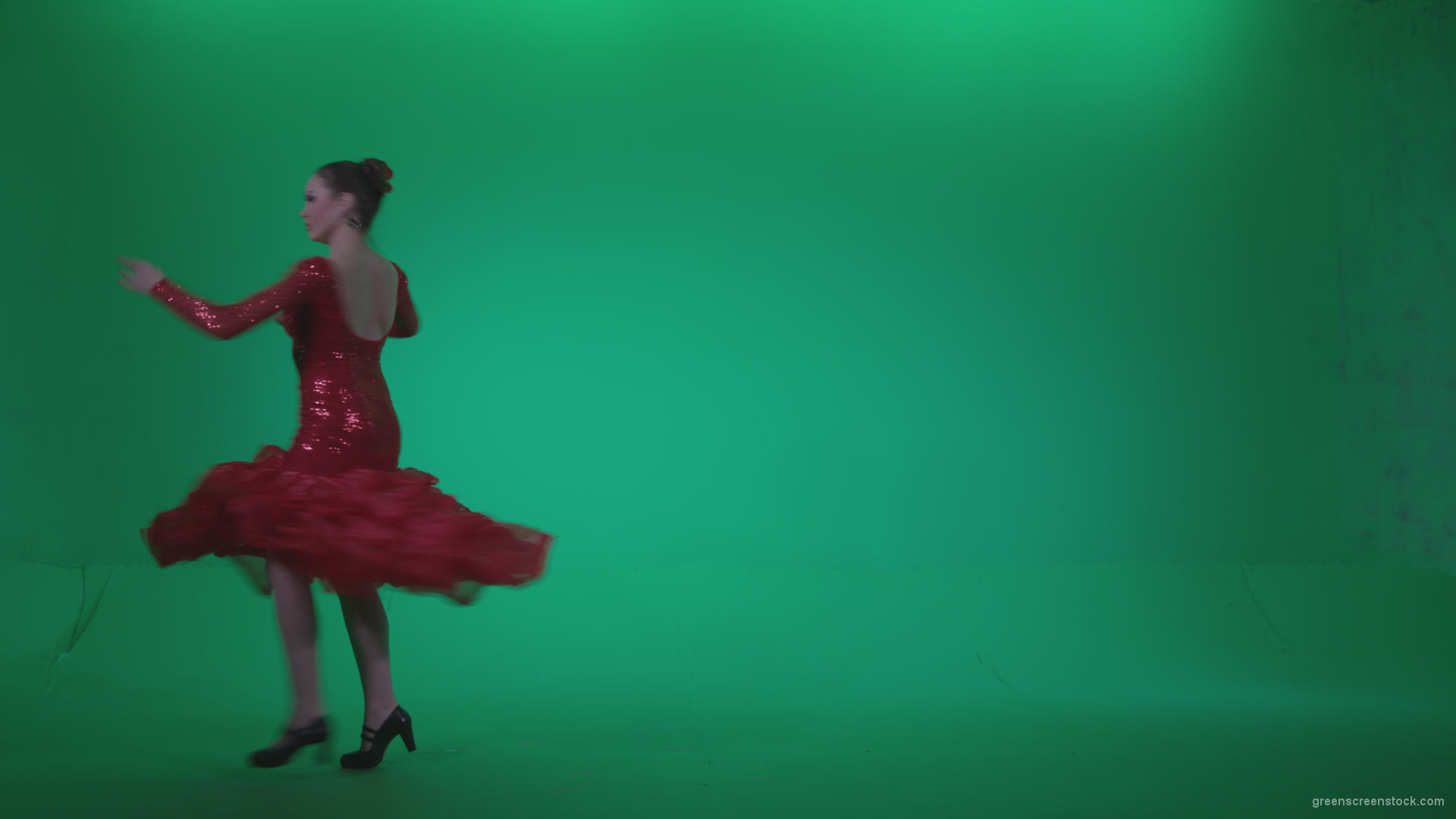 Flamenco-Red-Dress-rd1_009 Green Screen Stock