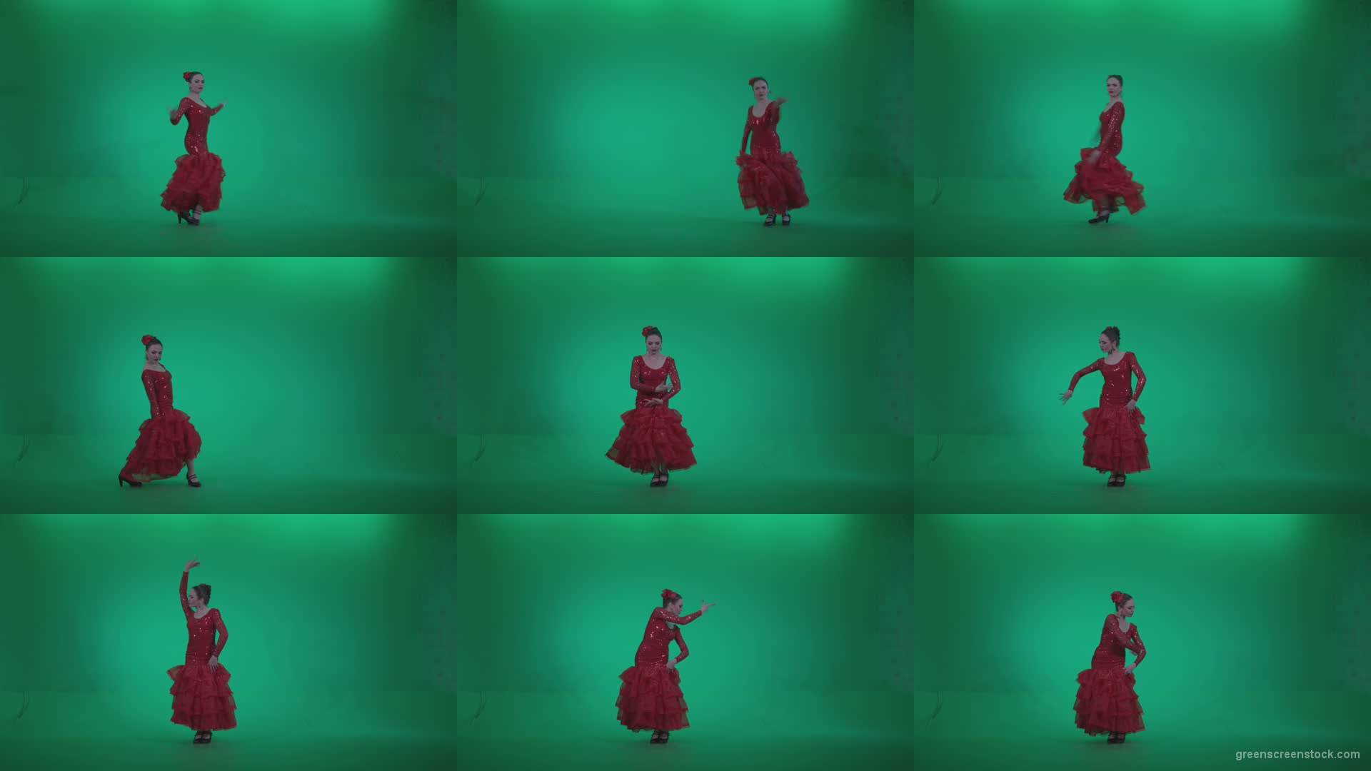 Flamenco-Red-Dress-rd2 Green Screen Stock