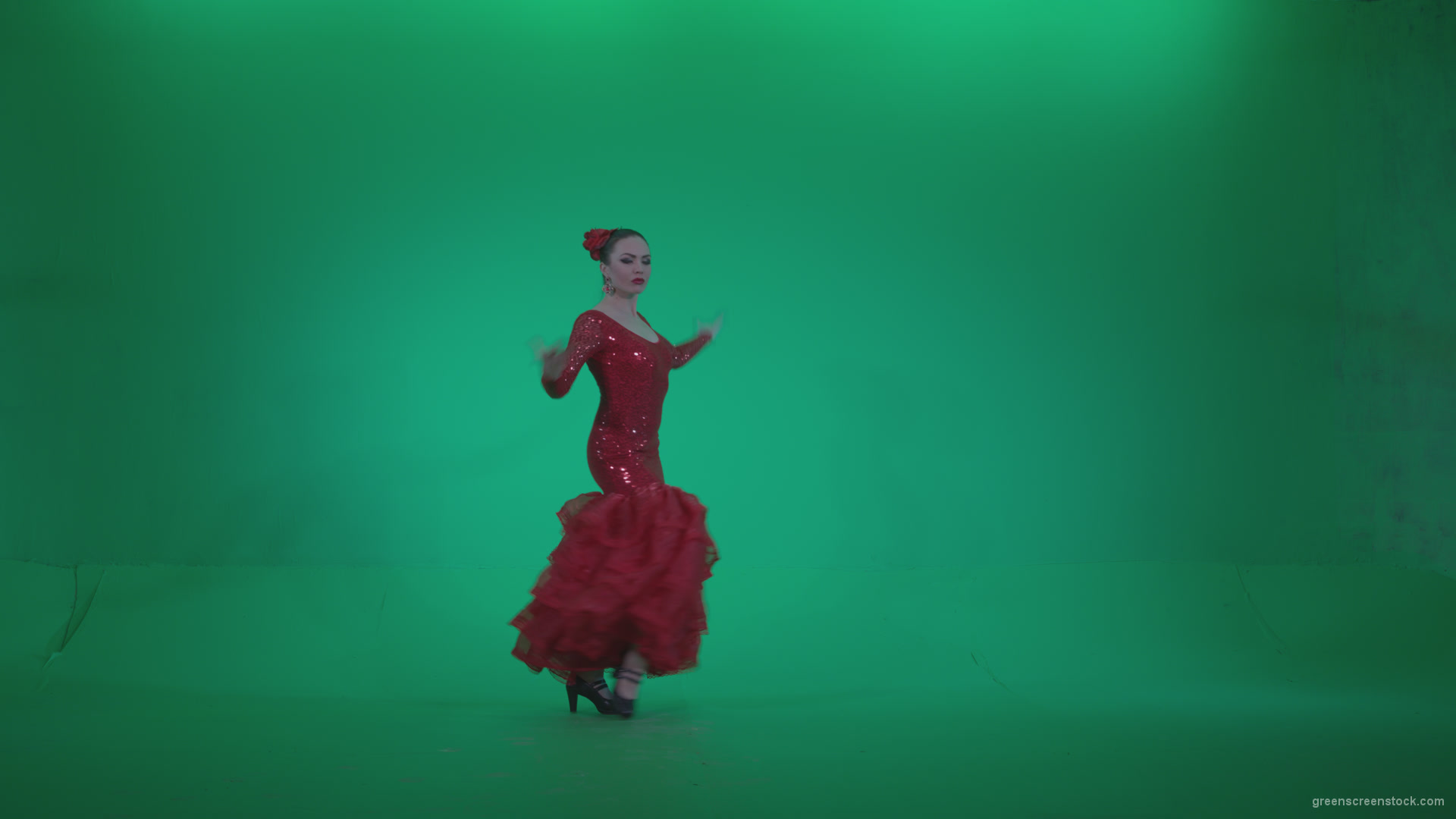 Flamenco-Red-Dress-rd2_001 Green Screen Stock