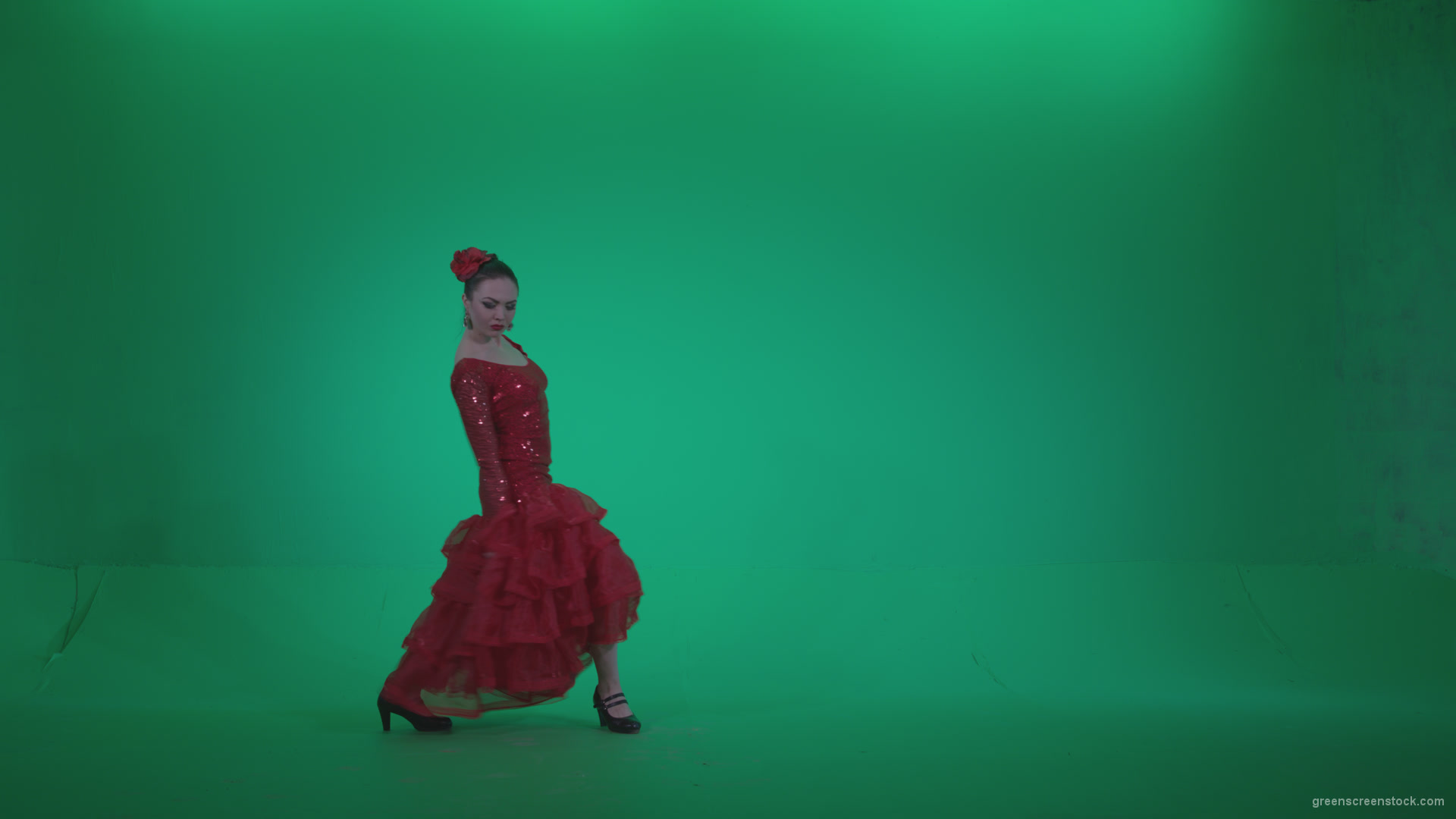 Flamenco-Red-Dress-rd2_004 Green Screen Stock