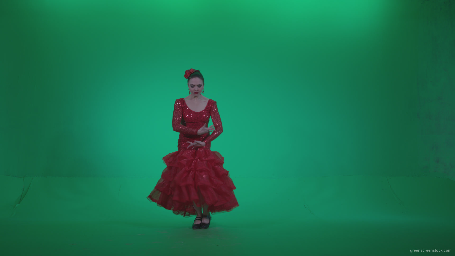 Flamenco-Red-Dress-rd2_005 Green Screen Stock