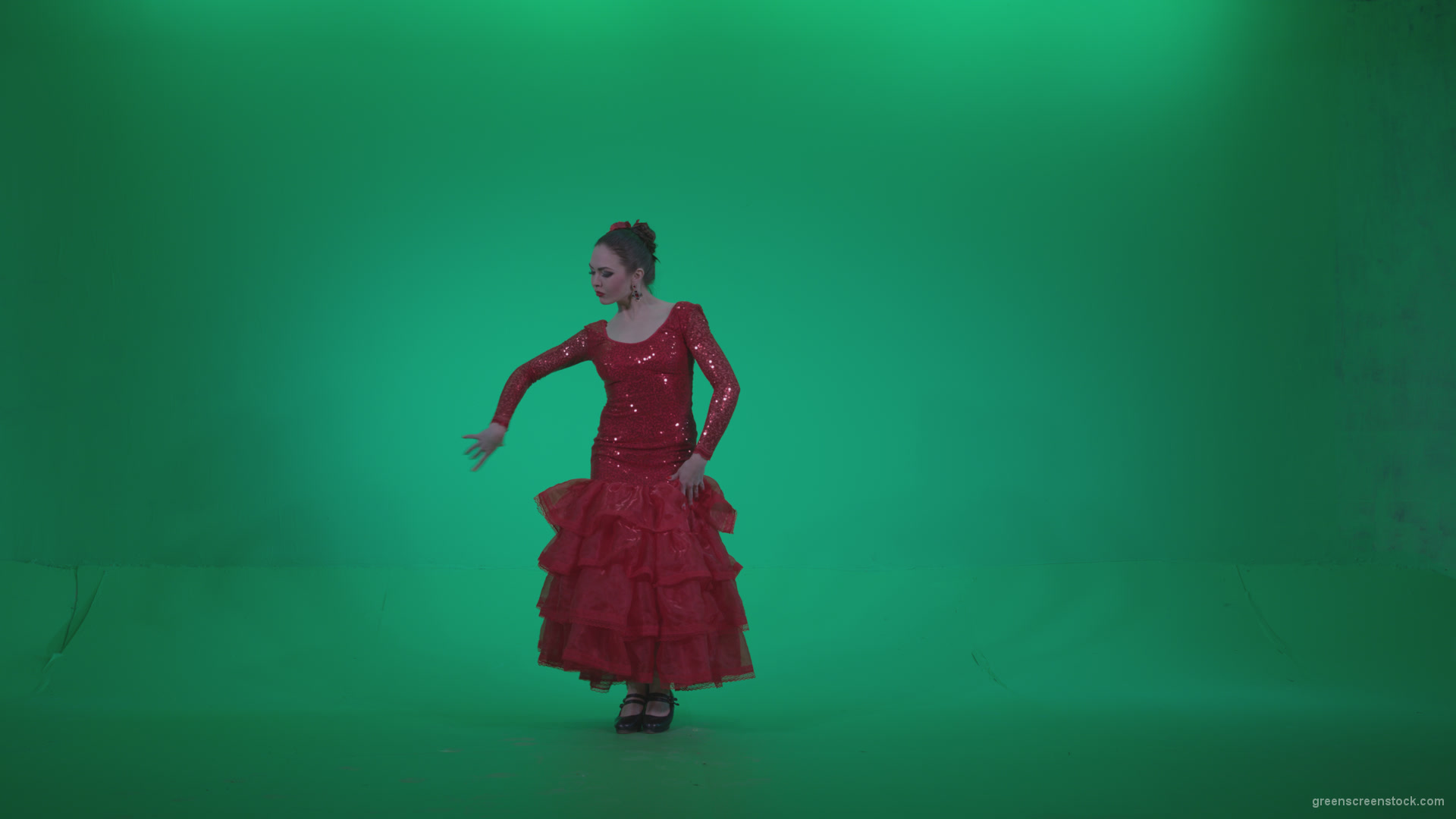 Flamenco-Red-Dress-rd2_006 Green Screen Stock