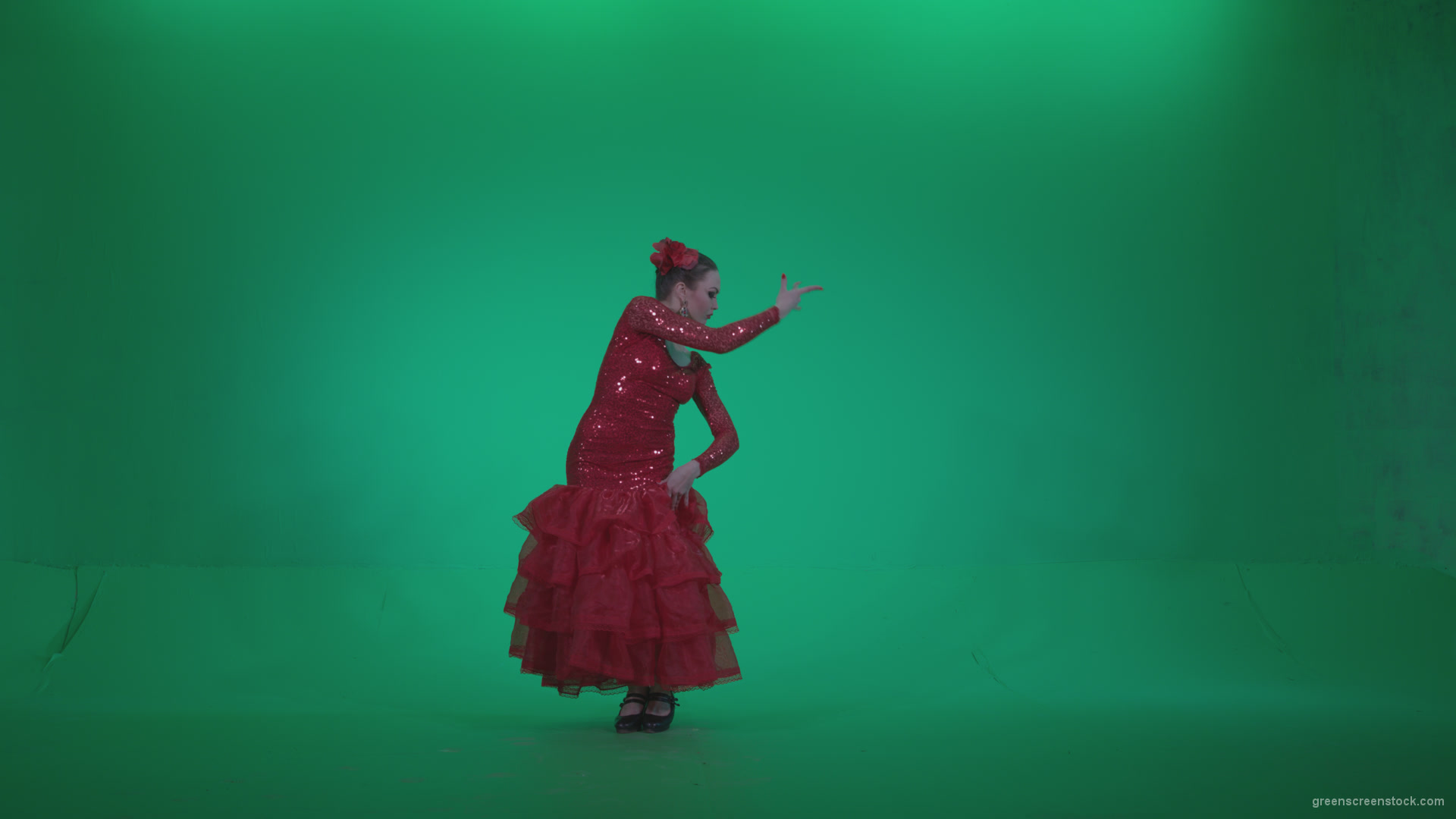 Flamenco-Red-Dress-rd2_008 Green Screen Stock