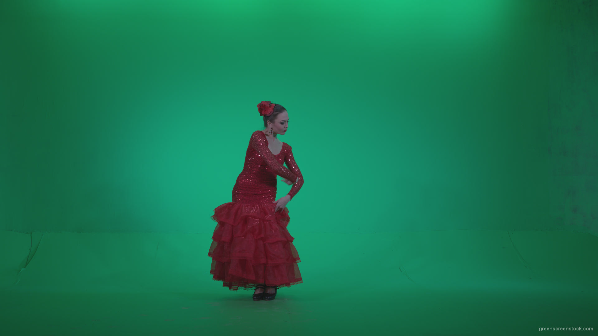 Flamenco-Red-Dress-rd2_009 Green Screen Stock