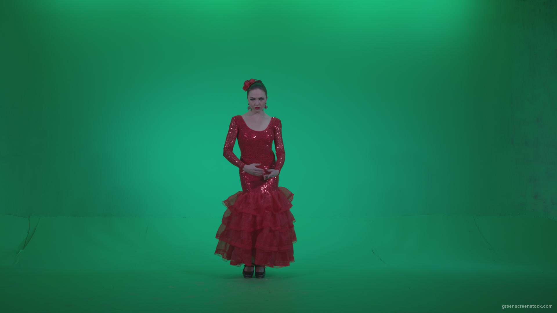 Flamenco-Red-Dress-rd3_002 Green Screen Stock