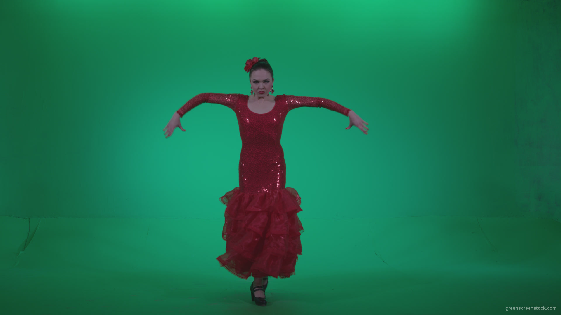Flamenco-Red-Dress-rd3_004 Green Screen Stock
