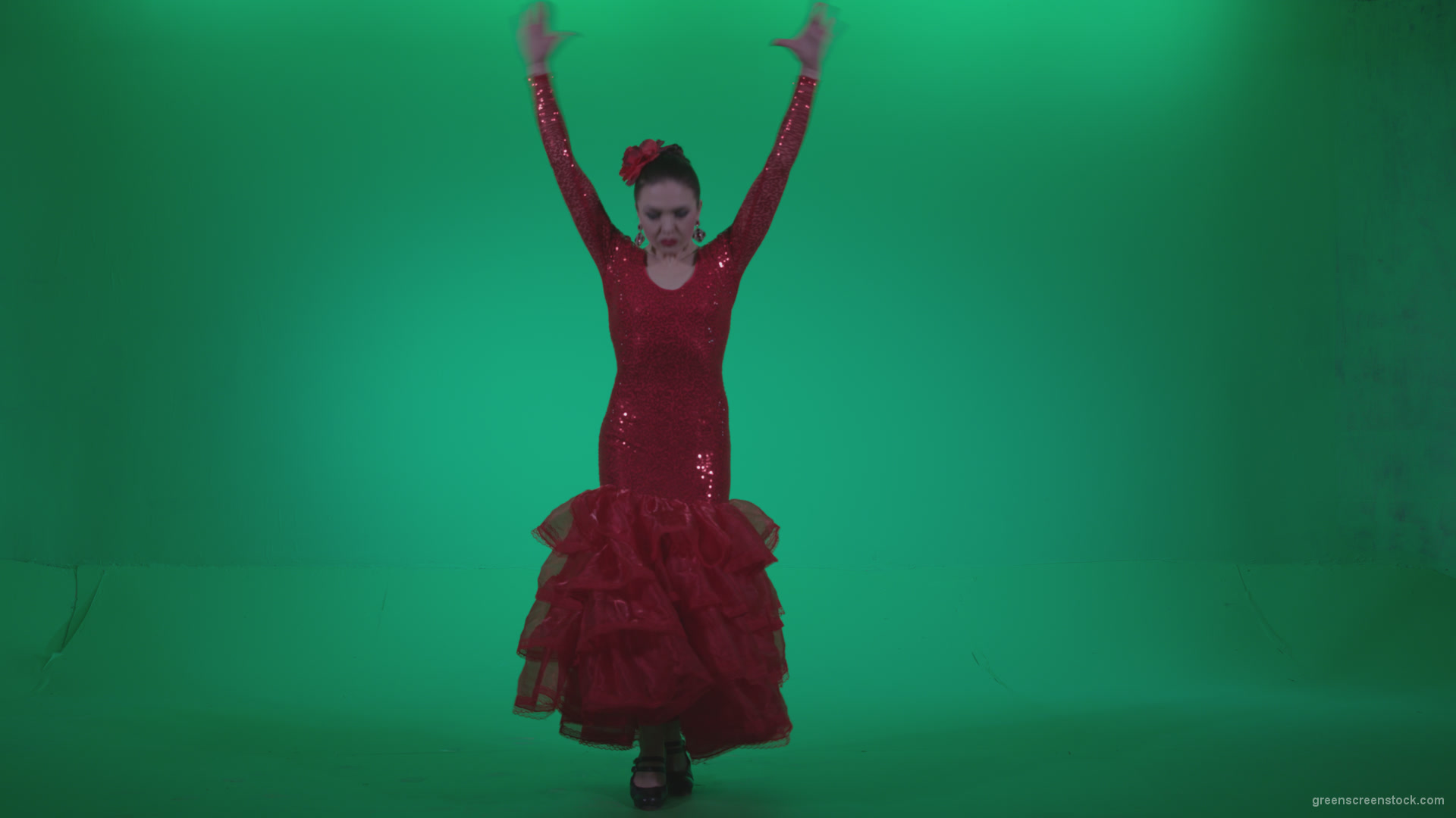 Flamenco-Red-Dress-rd3_005 Green Screen Stock