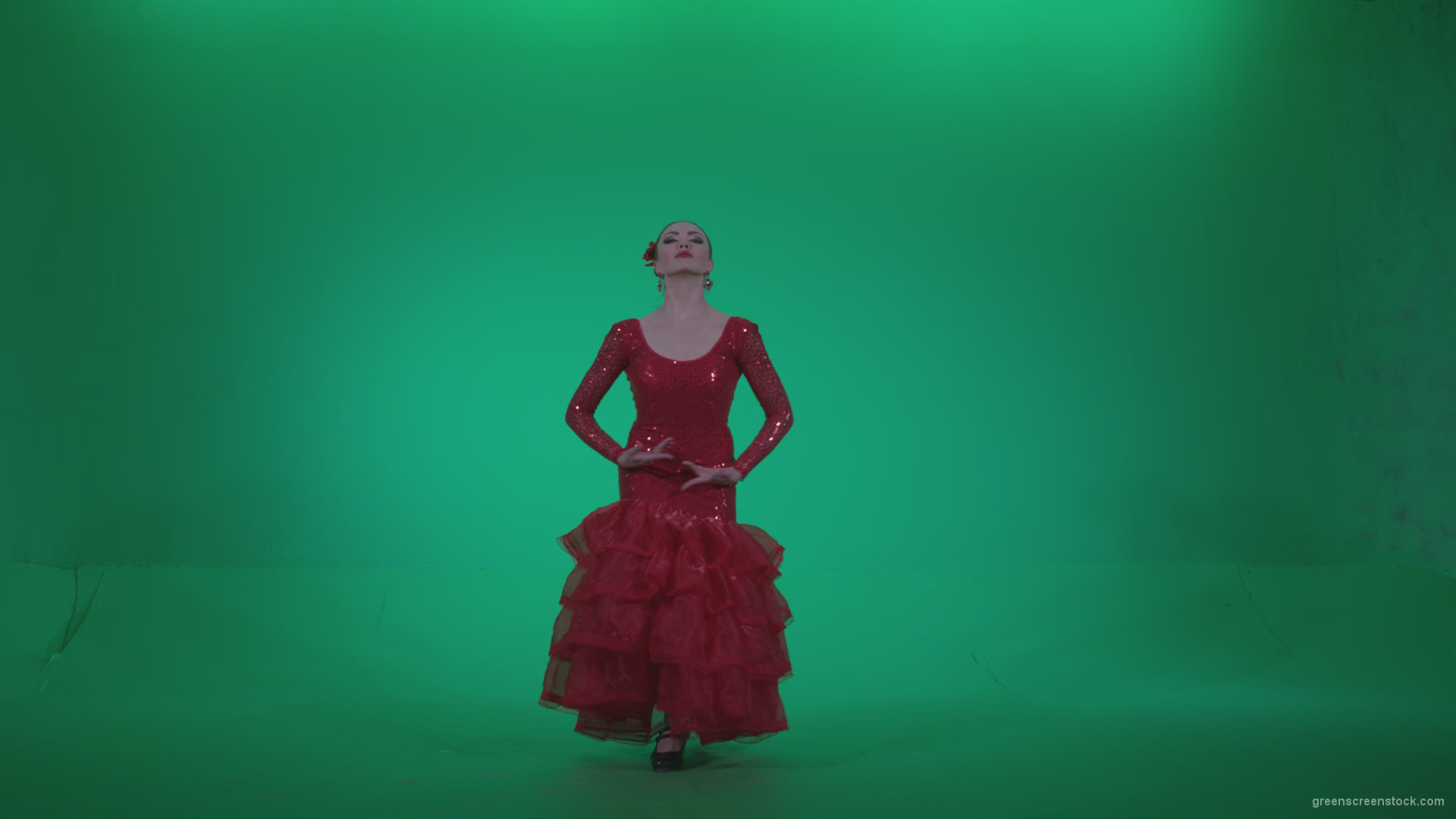 Flamenco-Red-Dress-rd3_007 Green Screen Stock