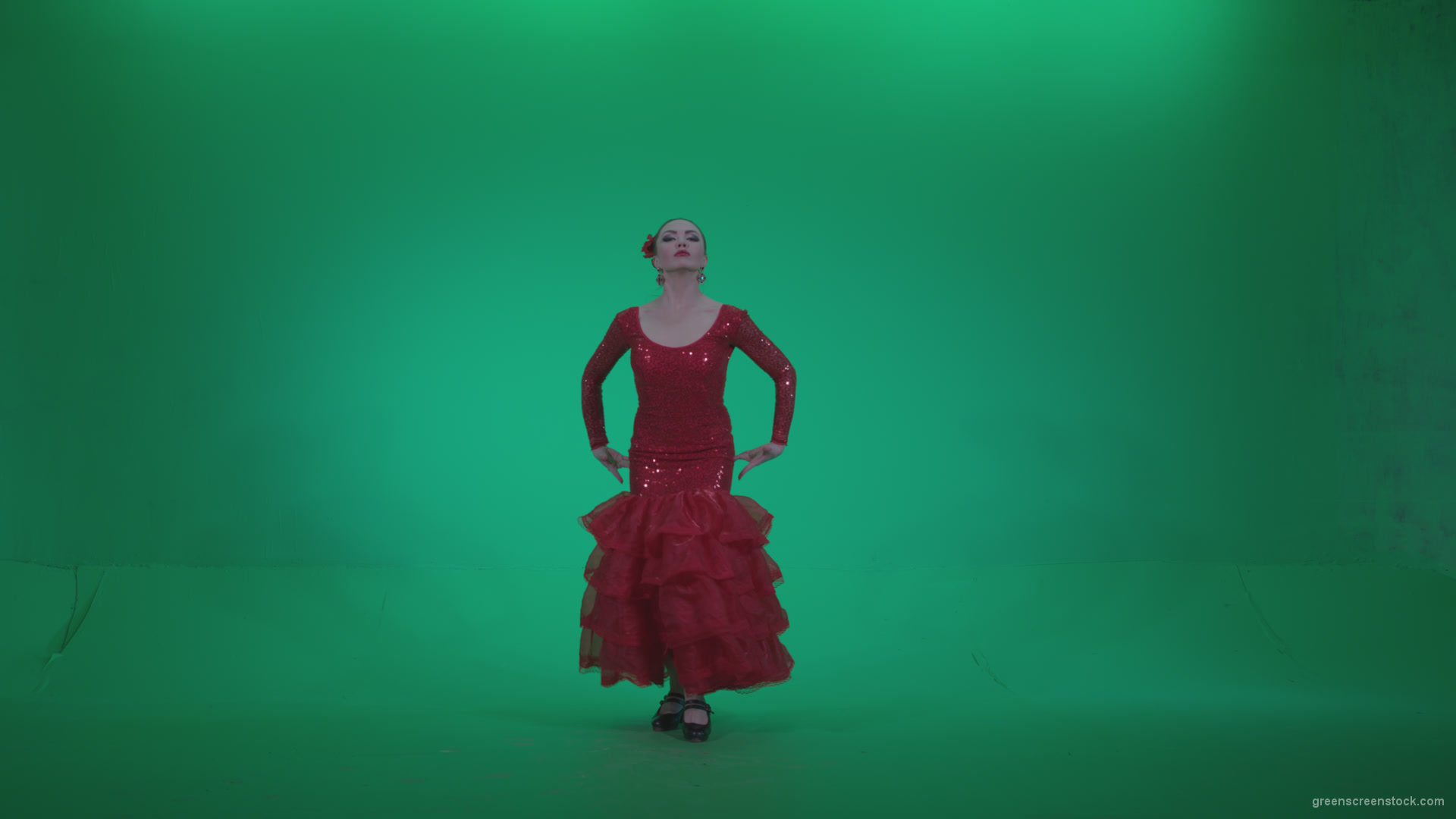 Flamenco-Red-Dress-rd3_008 Green Screen Stock