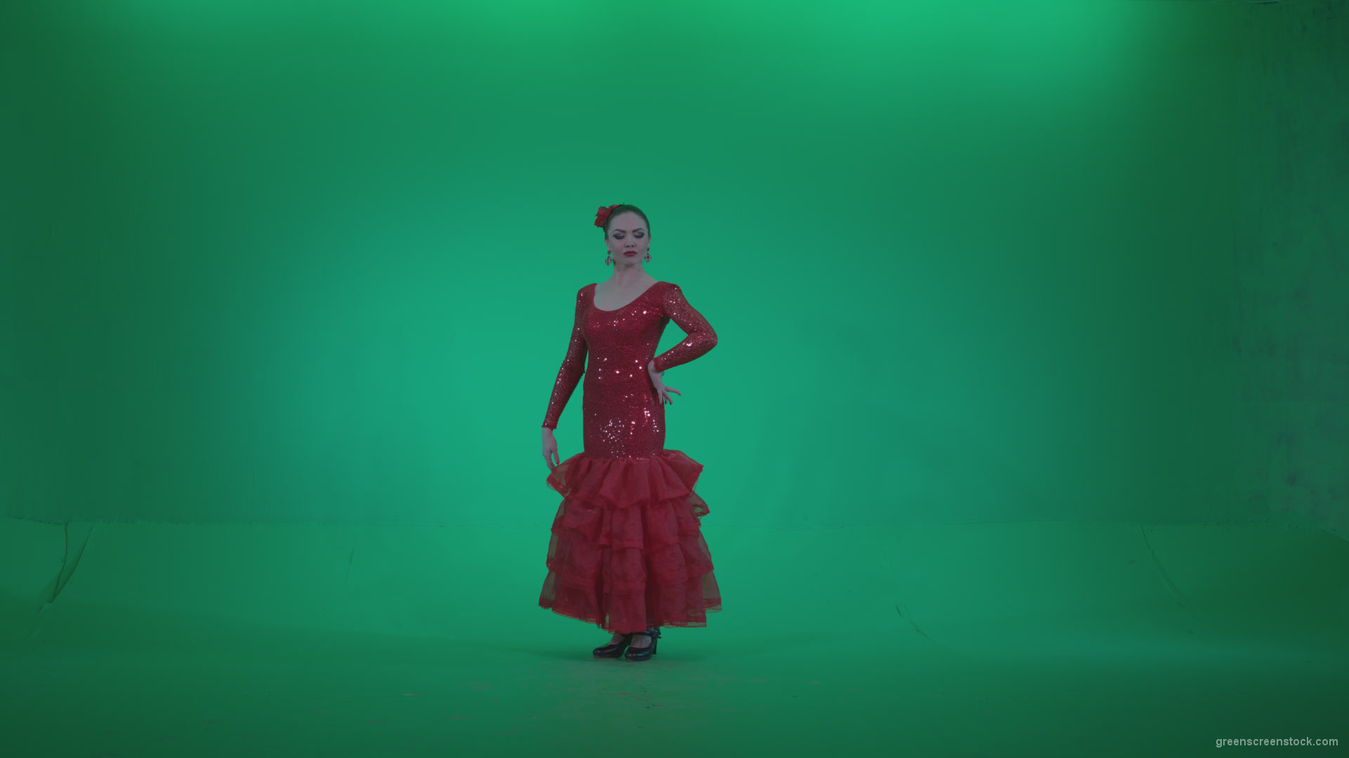 Flamenco-Red-Dress-rd4_001 Green Screen Stock