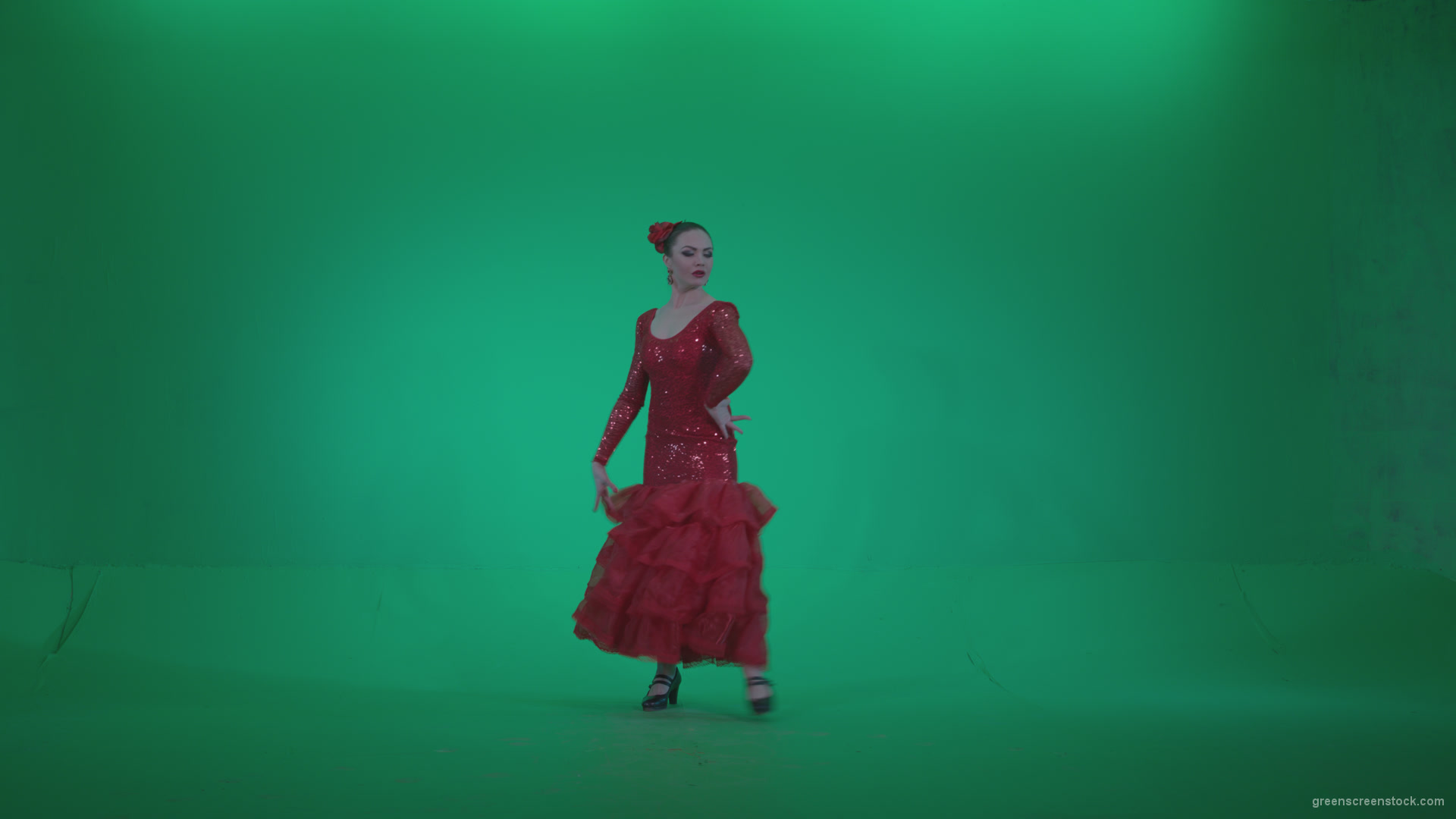 Flamenco-Red-Dress-rd4_002 Green Screen Stock