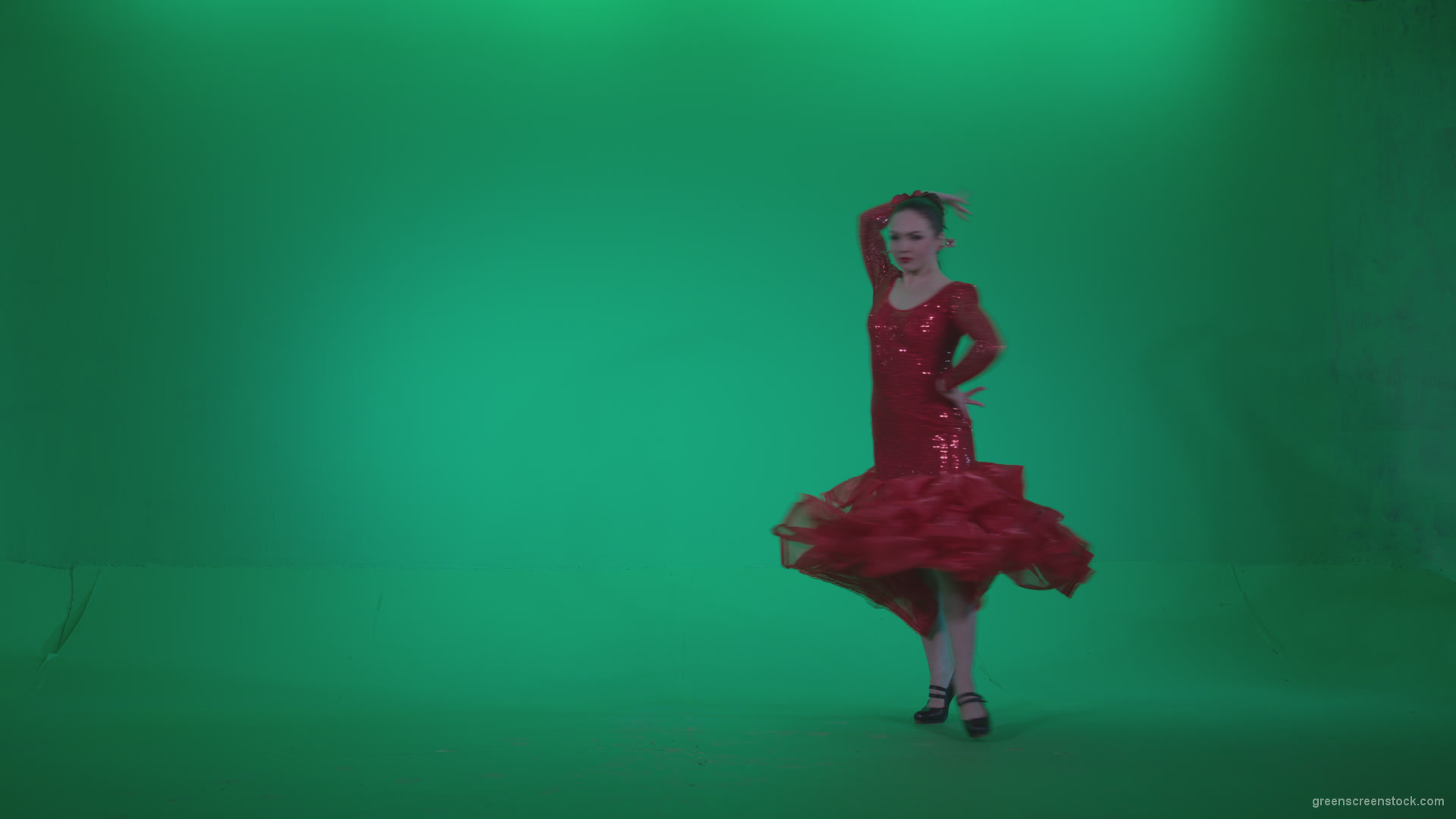 Flamenco-Red-Dress-rd4_004 Green Screen Stock
