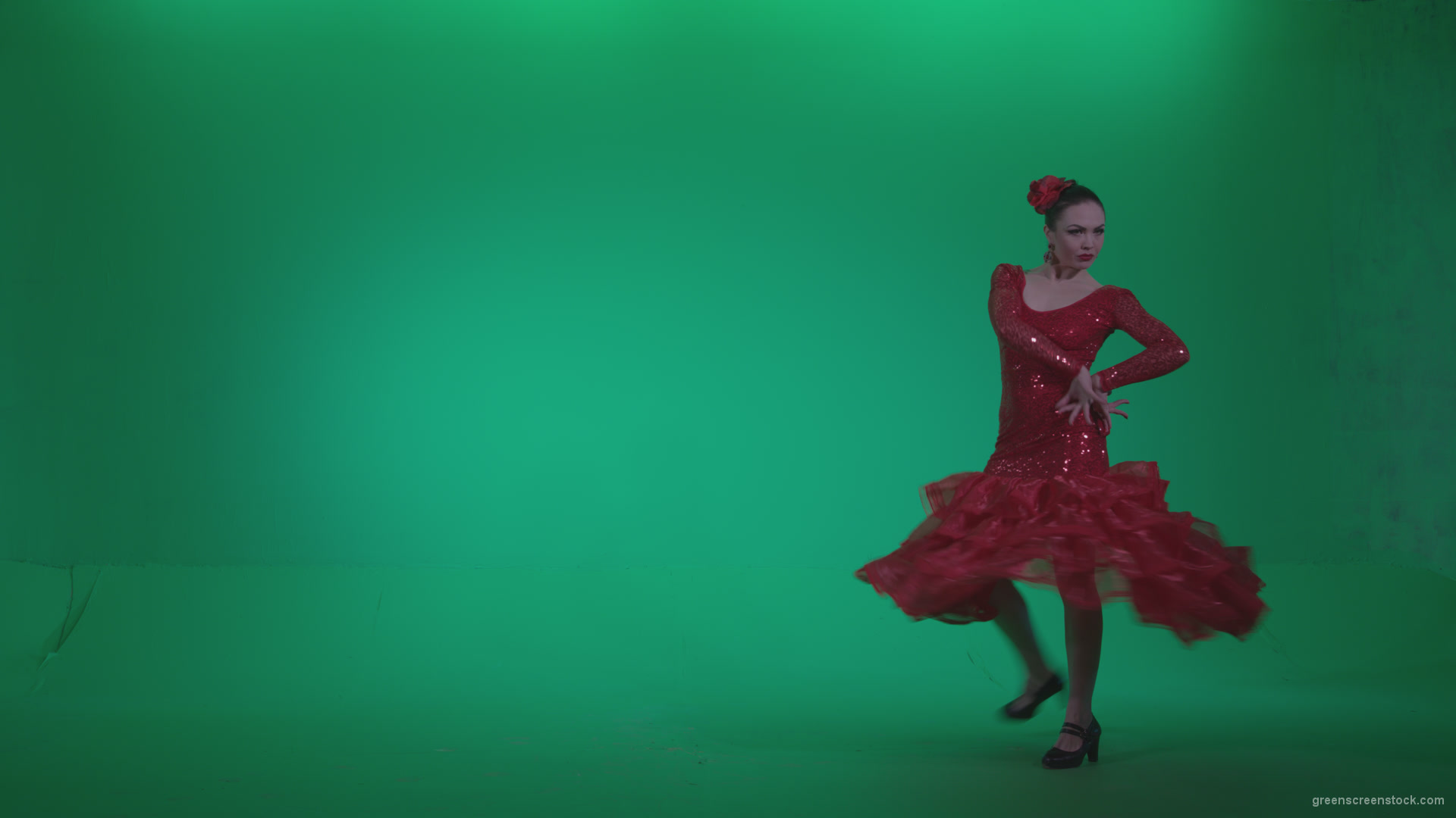 Flamenco-Red-Dress-rd4_006 Green Screen Stock