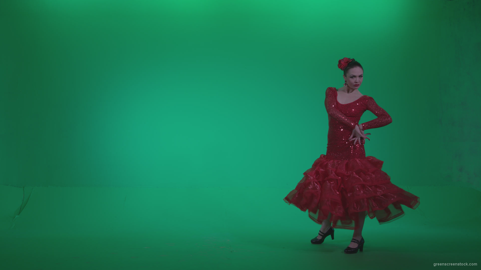 Flamenco-Red-Dress-rd4_007 Green Screen Stock