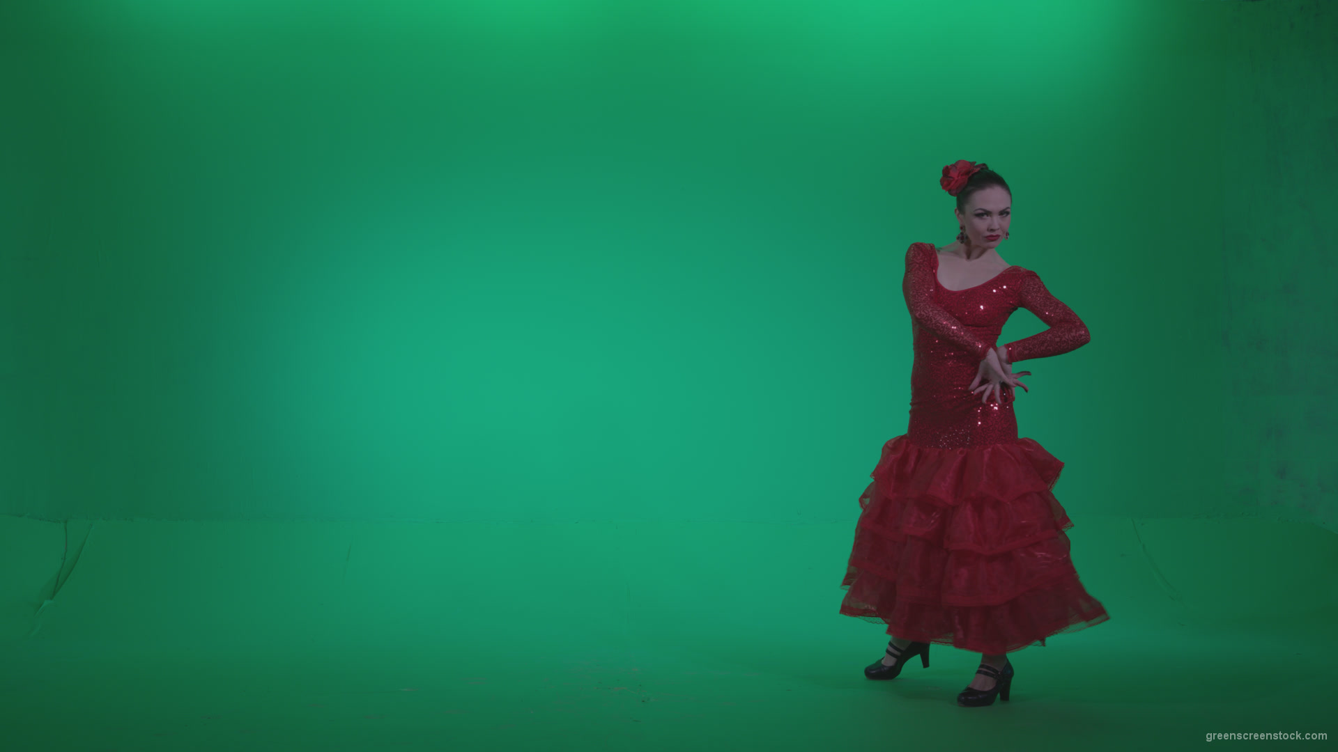 Flamenco-Red-Dress-rd4_008 Green Screen Stock