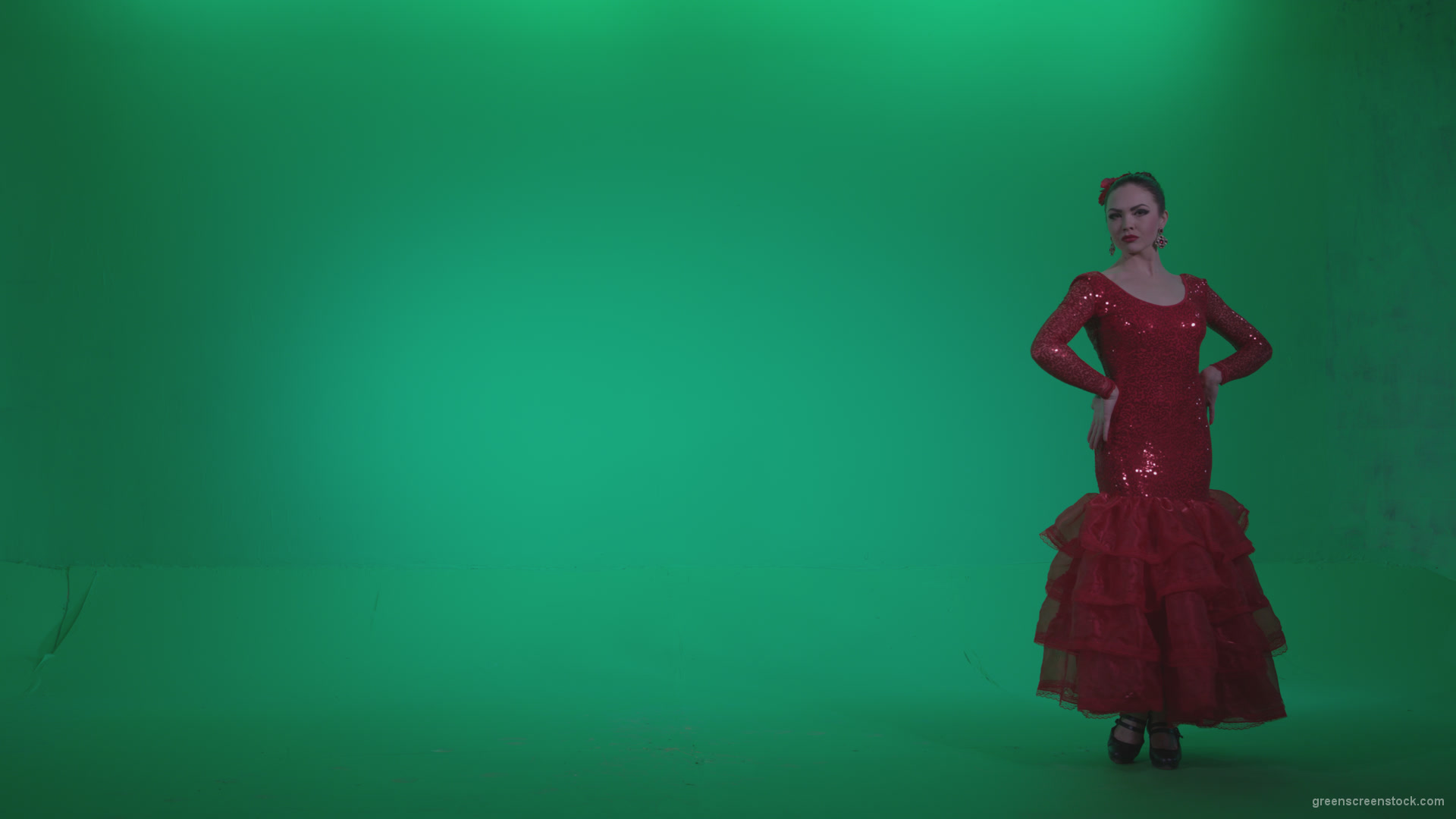 Flamenco-Red-Dress-rd5-Green-Screen-Video-Footage_001 Green Screen Stock