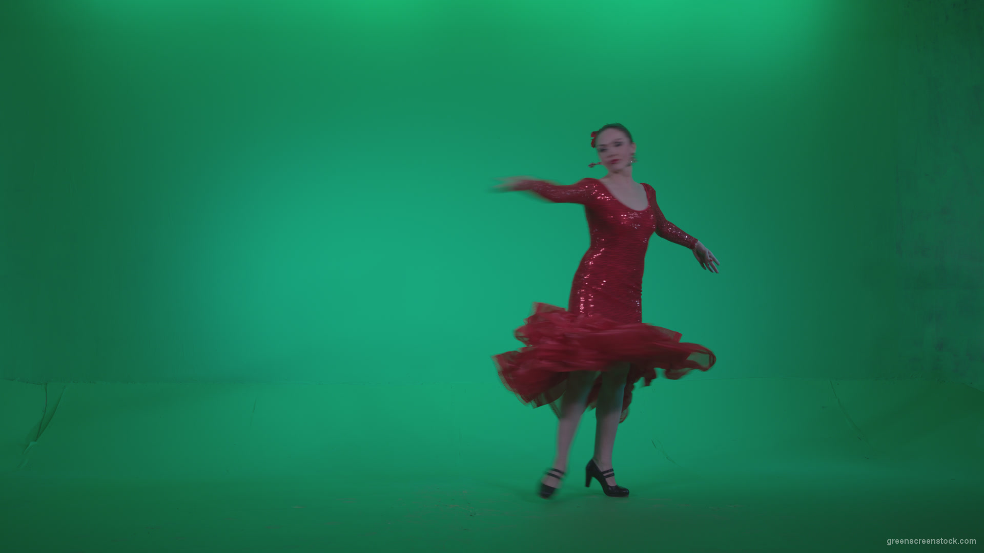 Flamenco-Red-Dress-rd5-Green-Screen-Video-Footage_004 Green Screen Stock