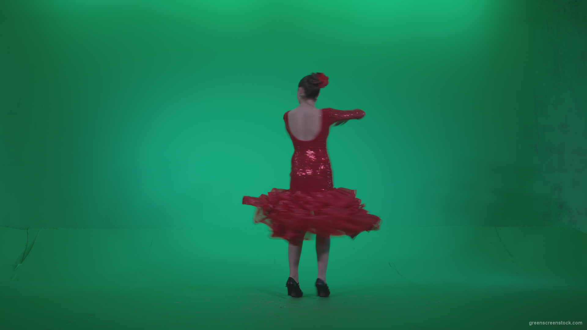Flamenco-Red-Dress-rd5-Green-Screen-Video-Footage_005 Green Screen Stock