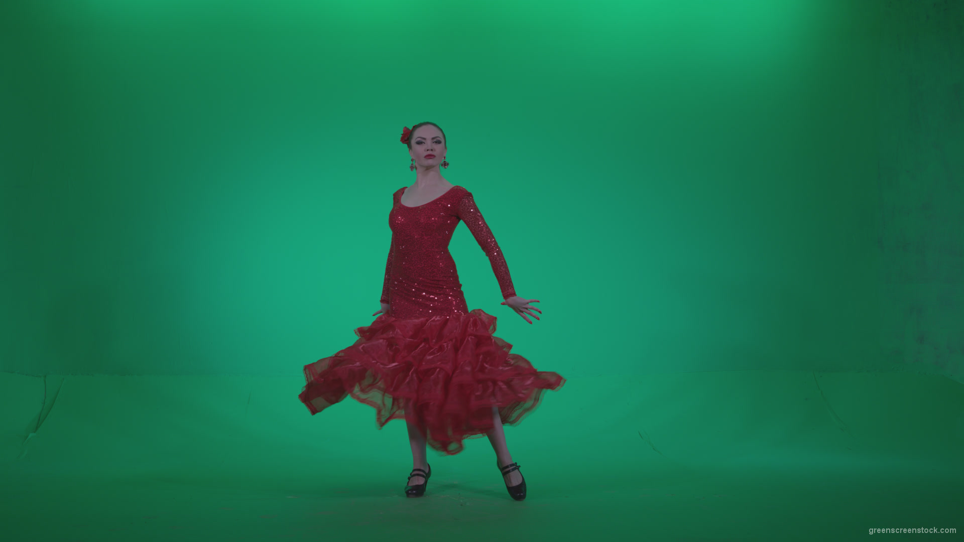 Flamenco-Red-Dress-rd5-Green-Screen-Video-Footage_007 Green Screen Stock