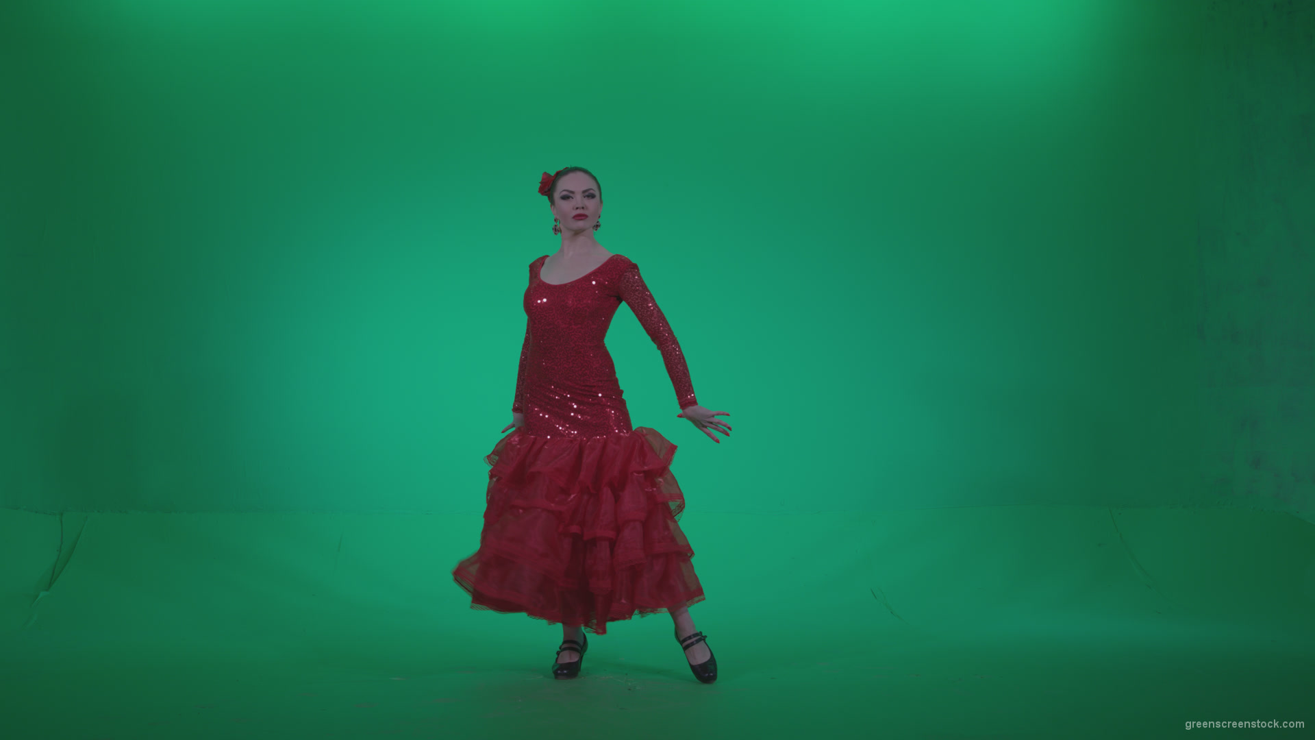 Flamenco-Red-Dress-rd5-Green-Screen-Video-Footage_008 Green Screen Stock