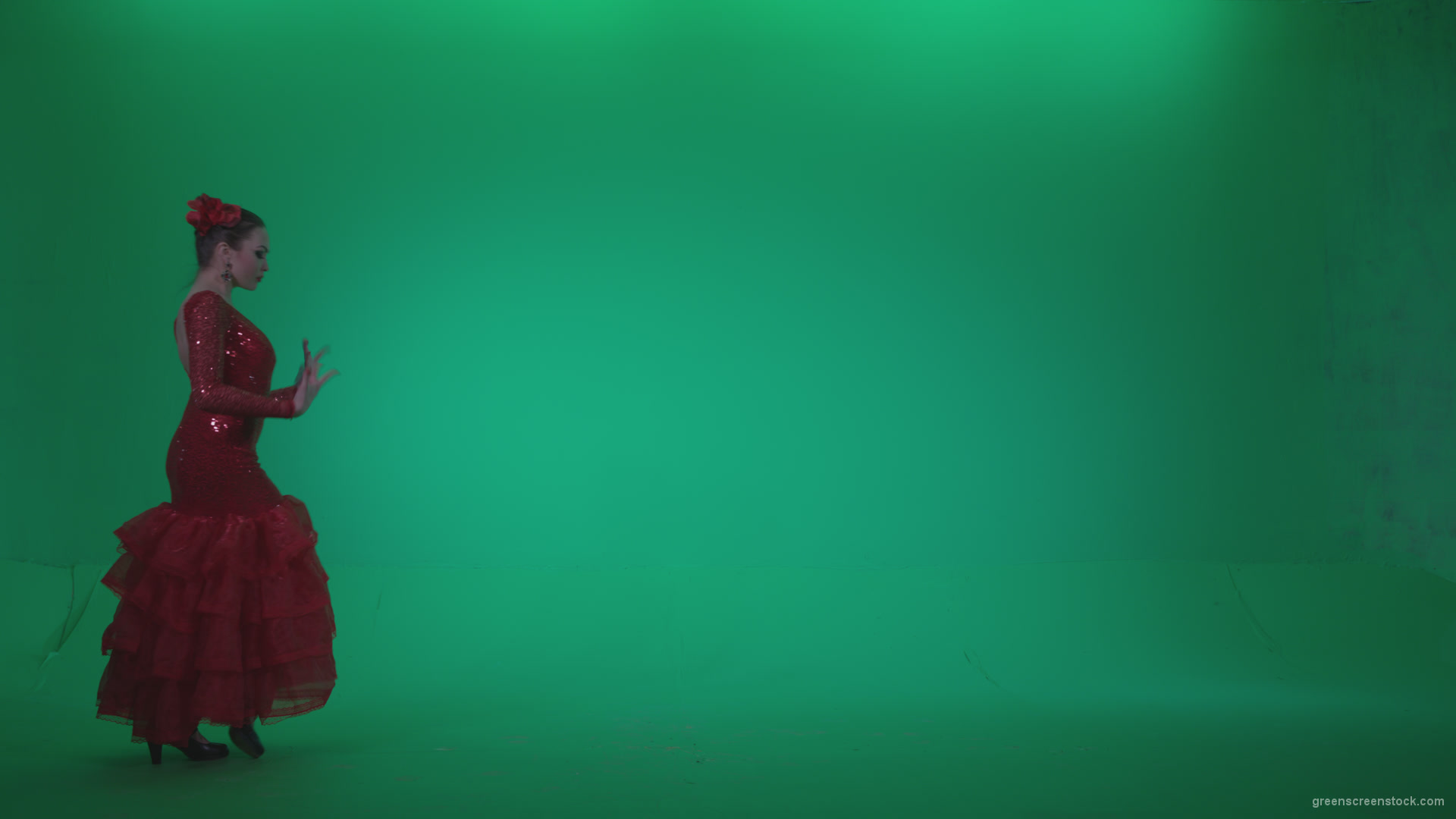 Flamenco-Red-Dress-rd6-Green-Screen-Video-Footage_002 Green Screen Stock