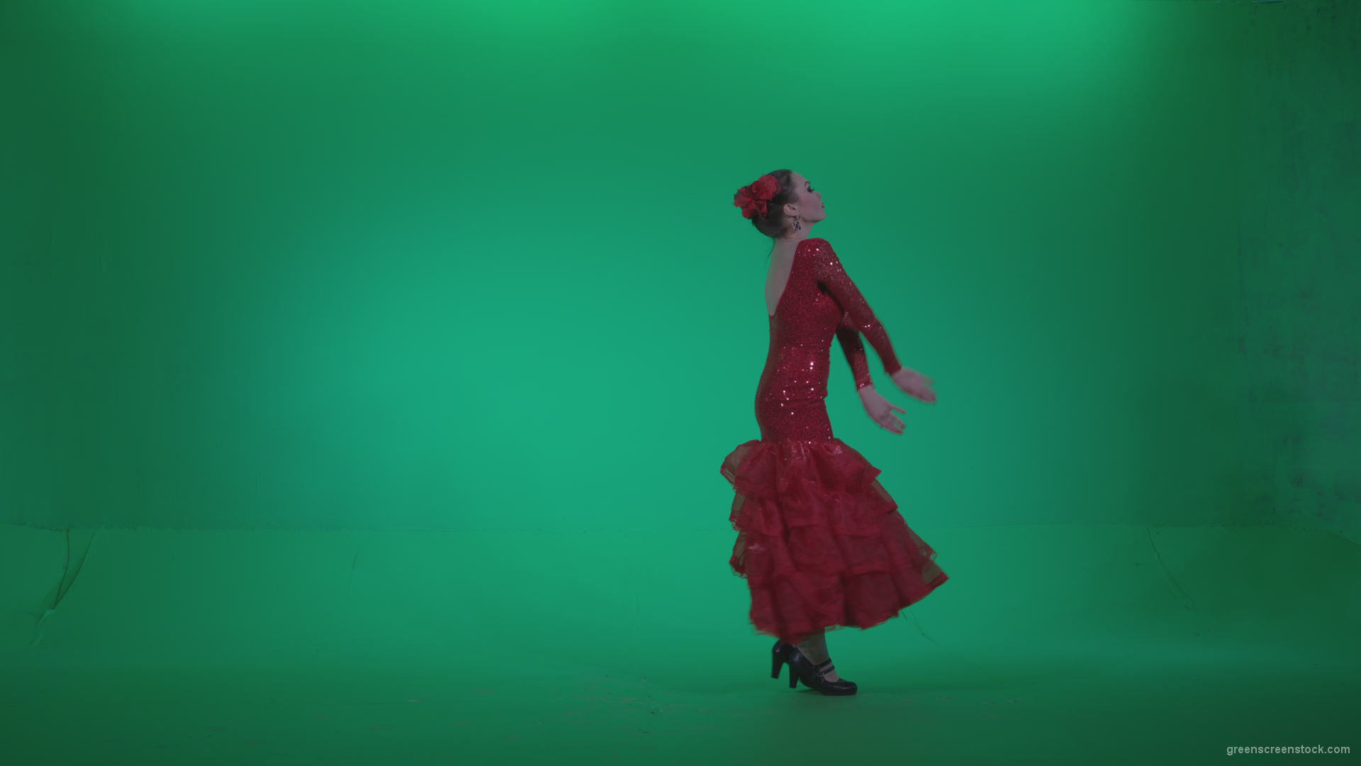 Flamenco-Red-Dress-rd6-Green-Screen-Video-Footage_005 Green Screen Stock