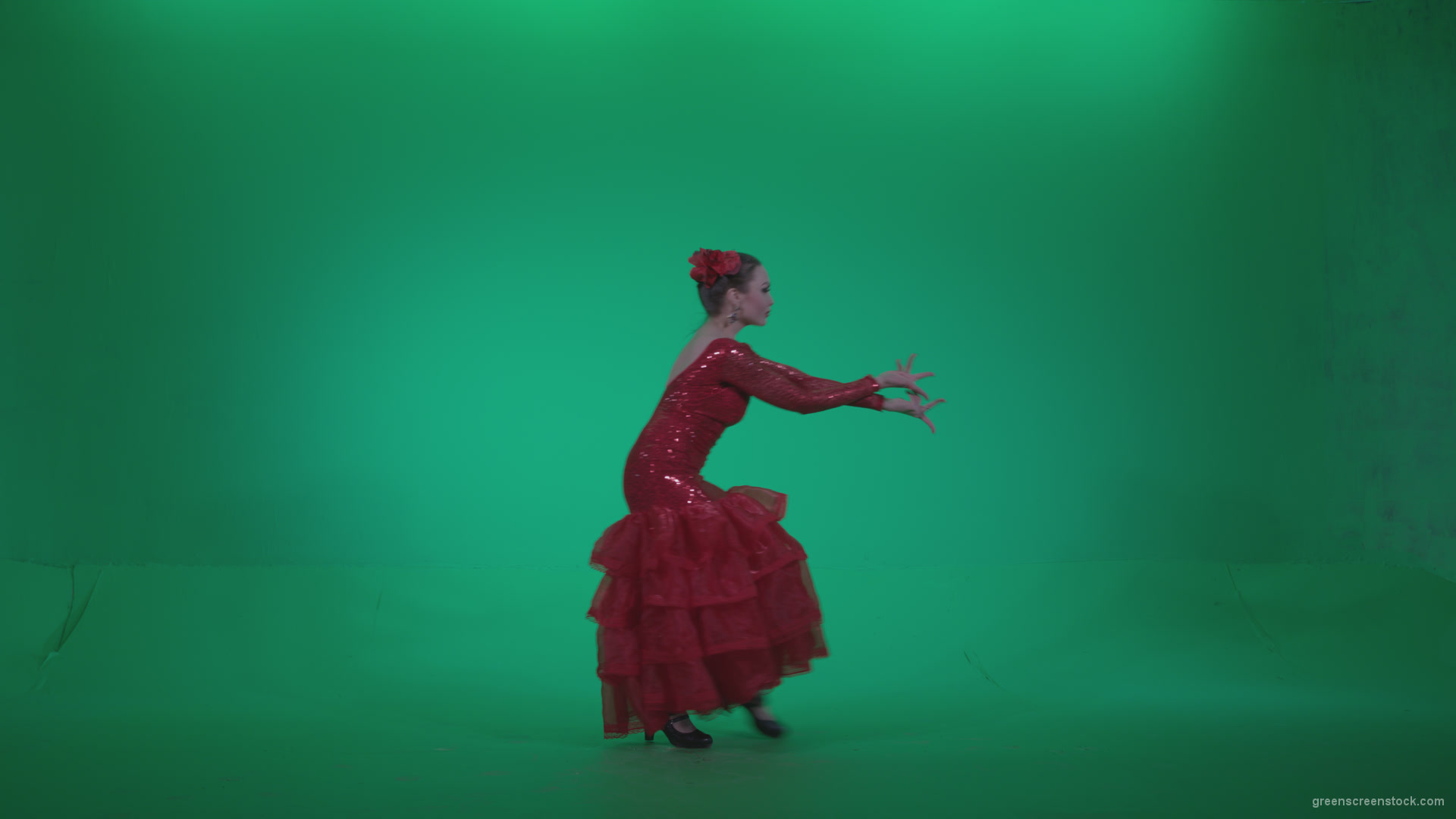 Flamenco-Red-Dress-rd6-Green-Screen-Video-Footage_006 Green Screen Stock
