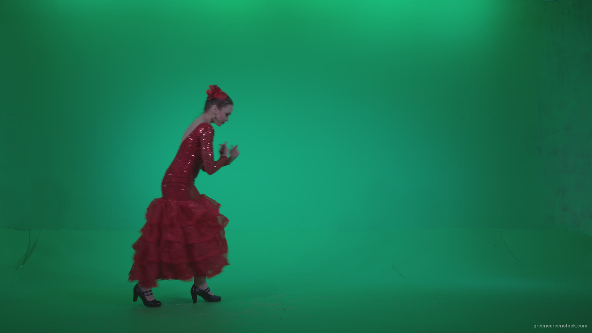 Flamenco-Red-Dress-rd6-Green-Screen-Video-Footage_007 Green Screen Stock