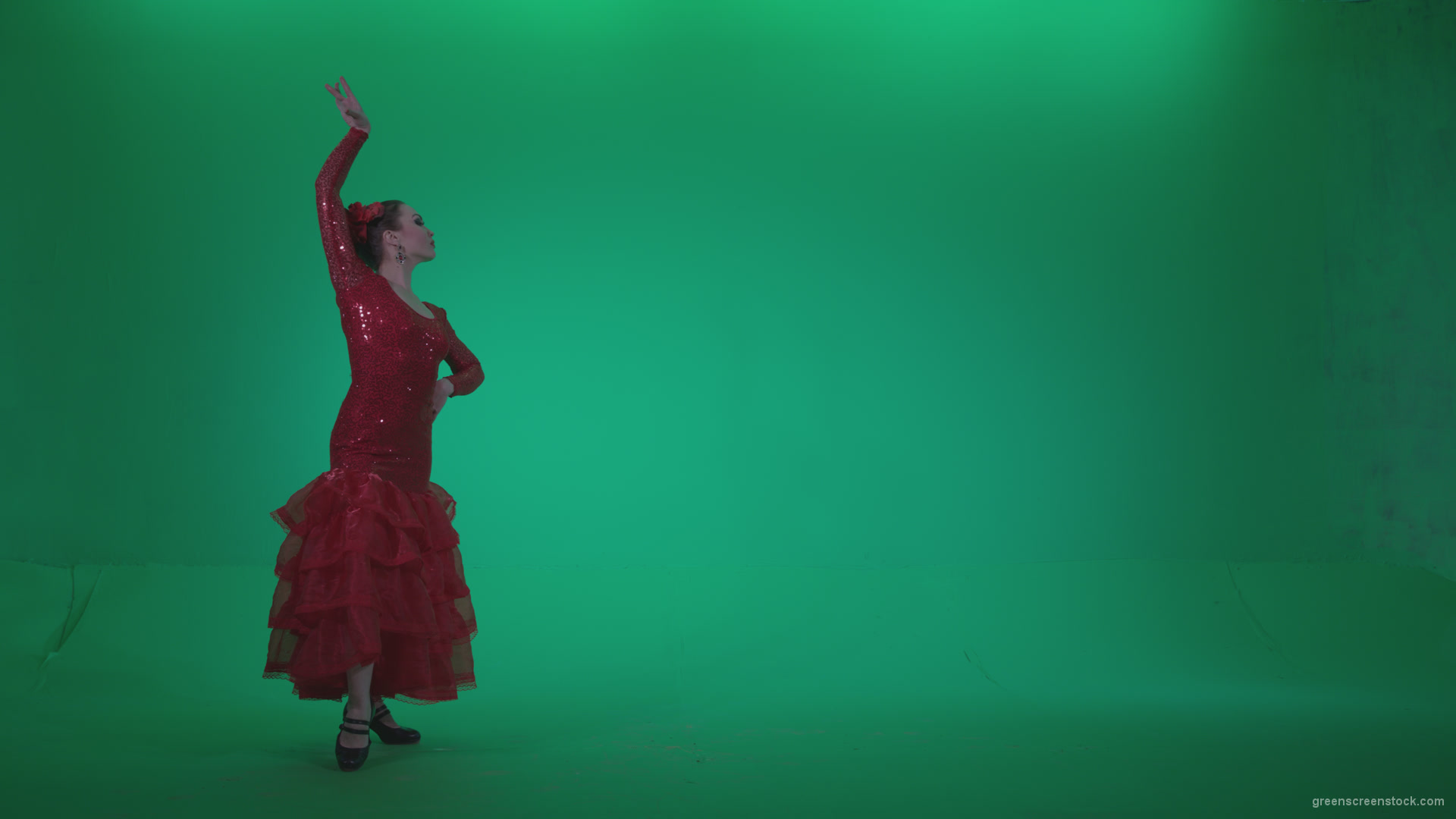 Flamenco-Red-Dress-rd6-Green-Screen-Video-Footage_009 Green Screen Stock
