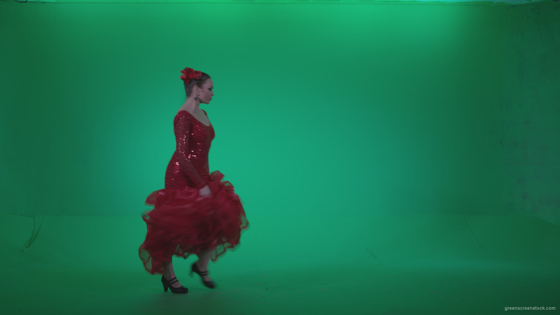 Flamenco-Red-Dress-rd8-Green-Screen-Video-Footage_005 Green Screen Stock