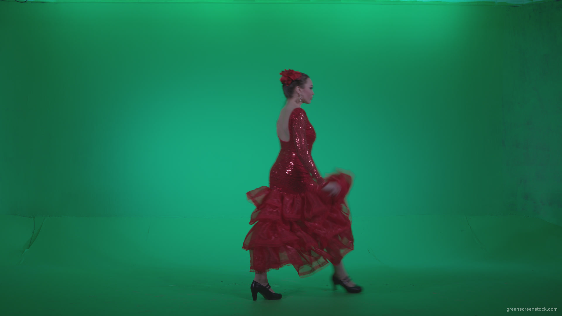 Flamenco-Red-Dress-rd8-Green-Screen-Video-Footage_006 Green Screen Stock