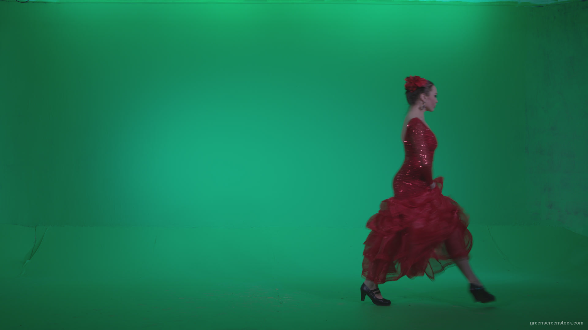 Flamenco-Red-Dress-rd8-Green-Screen-Video-Footage_007 Green Screen Stock