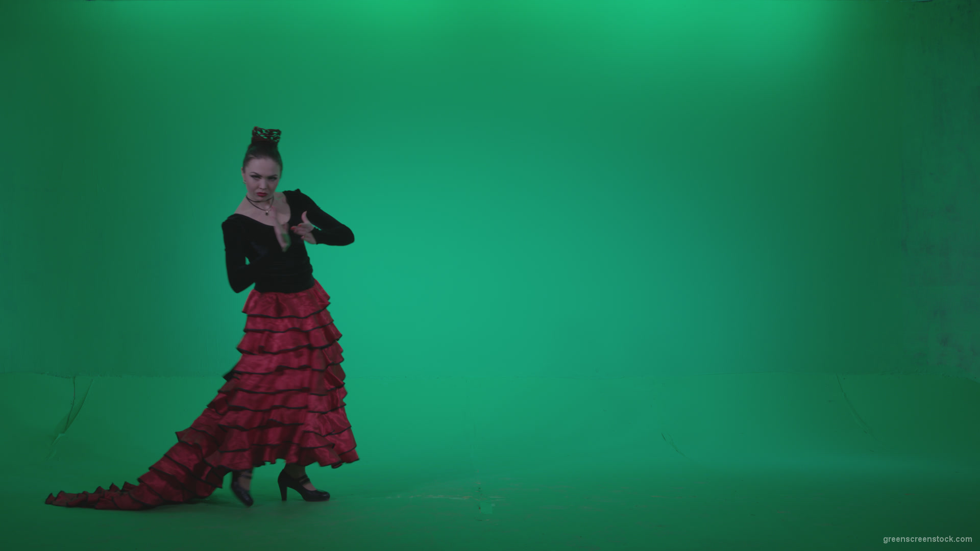 Flamenco-Red-and-Black-Dress-rb11-Green-Screen-Video-Footage_004 Green Screen Stock