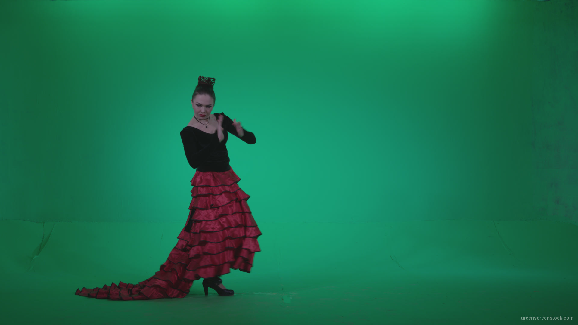 Flamenco-Red-and-Black-Dress-rb11-Green-Screen-Video-Footage_005 Green Screen Stock
